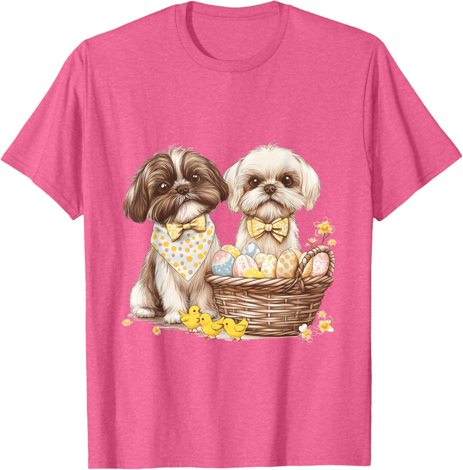 Happy Easter Shih Tzu Dog T-Shirt with Eggs and Chicks for Fun Celebrations - 7