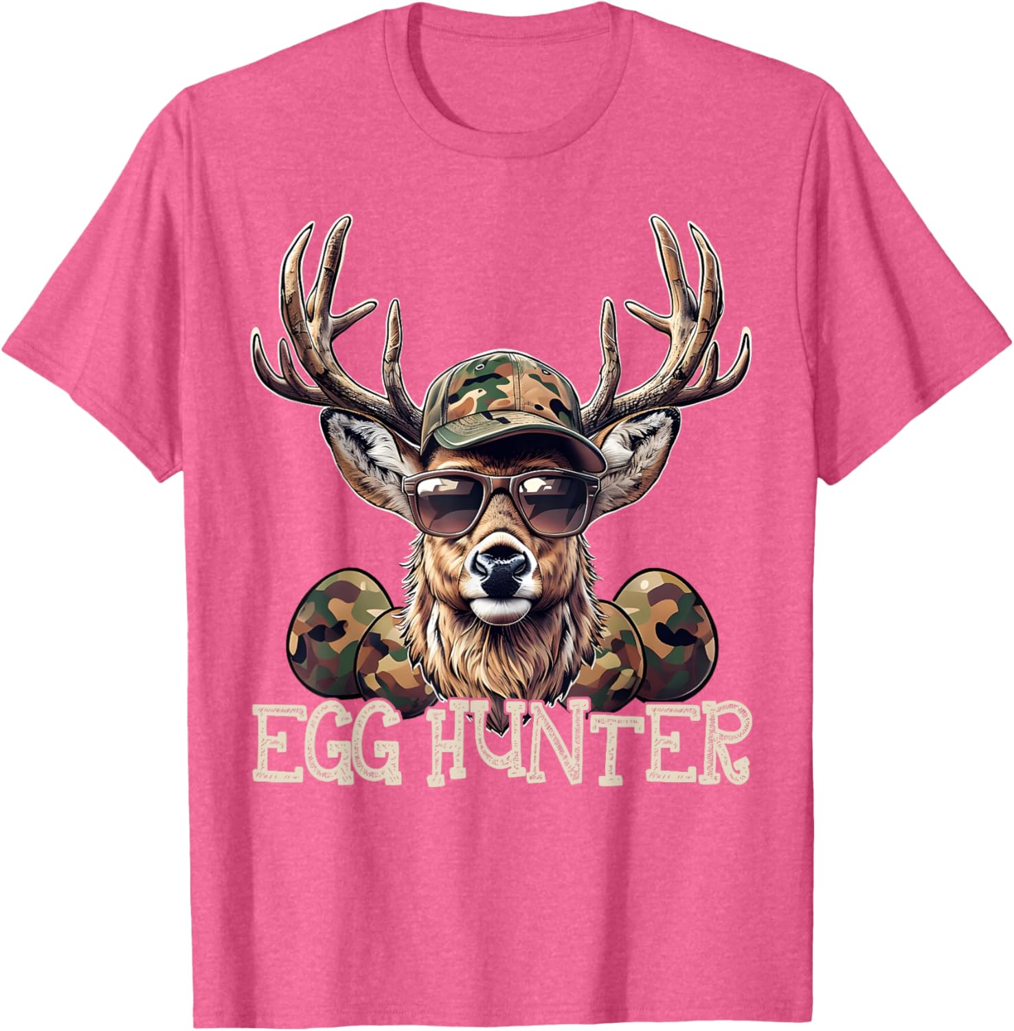 Egg Hunter Deer Camo Cap Boys T-Shirt Perfect for Easter and Hunting - 17