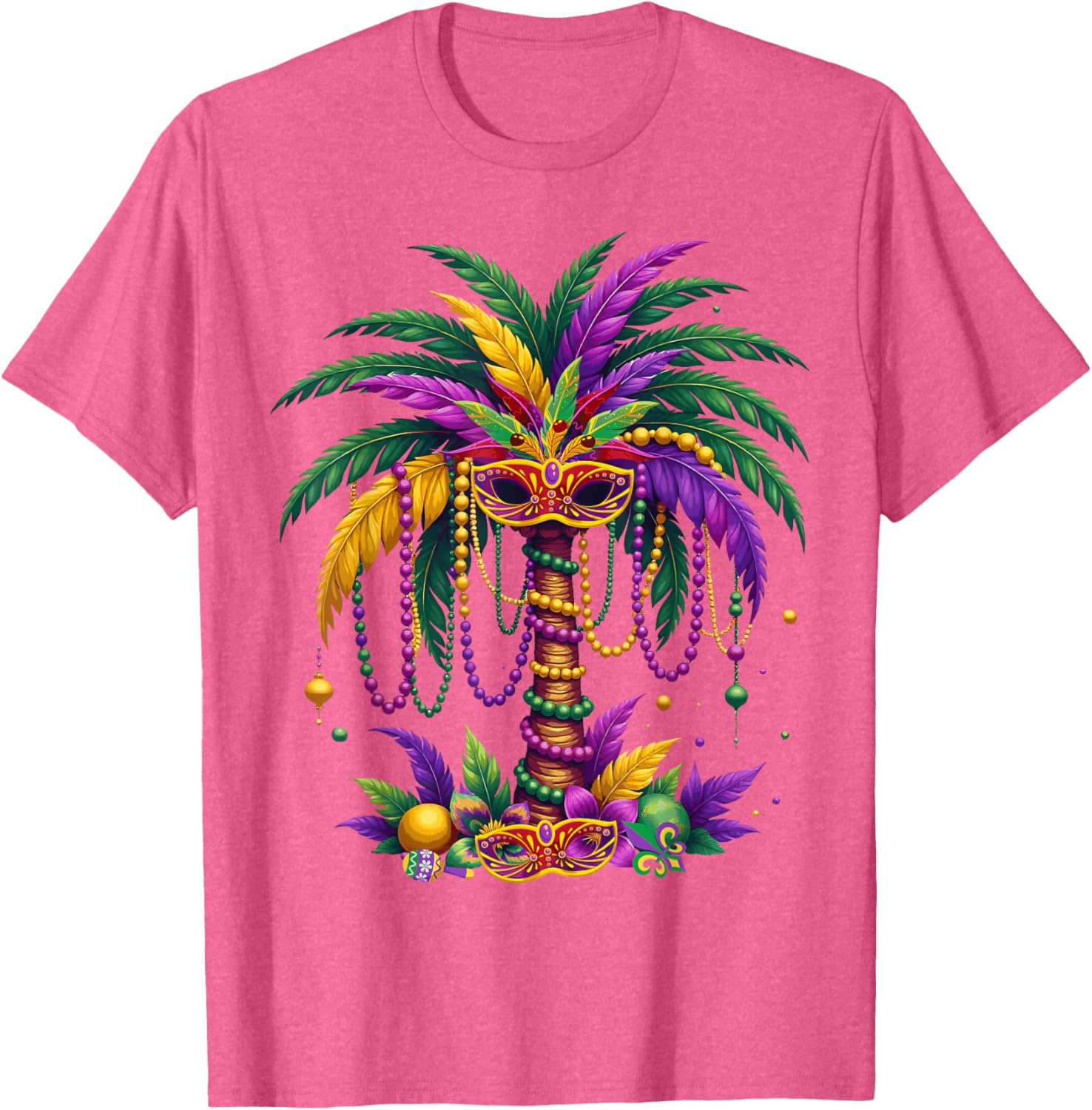 Funny Palm Tree and Beads T-Shirt for Mardi Gras Tropical Parties - 26