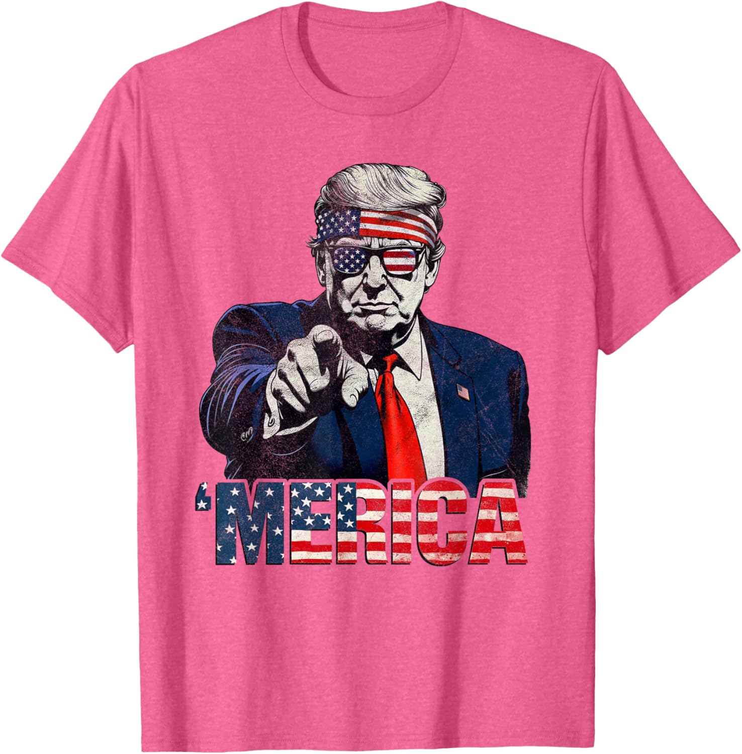 Happy 4th of July Merica Trump American Flag T-Shirt for Celebrations - 6
