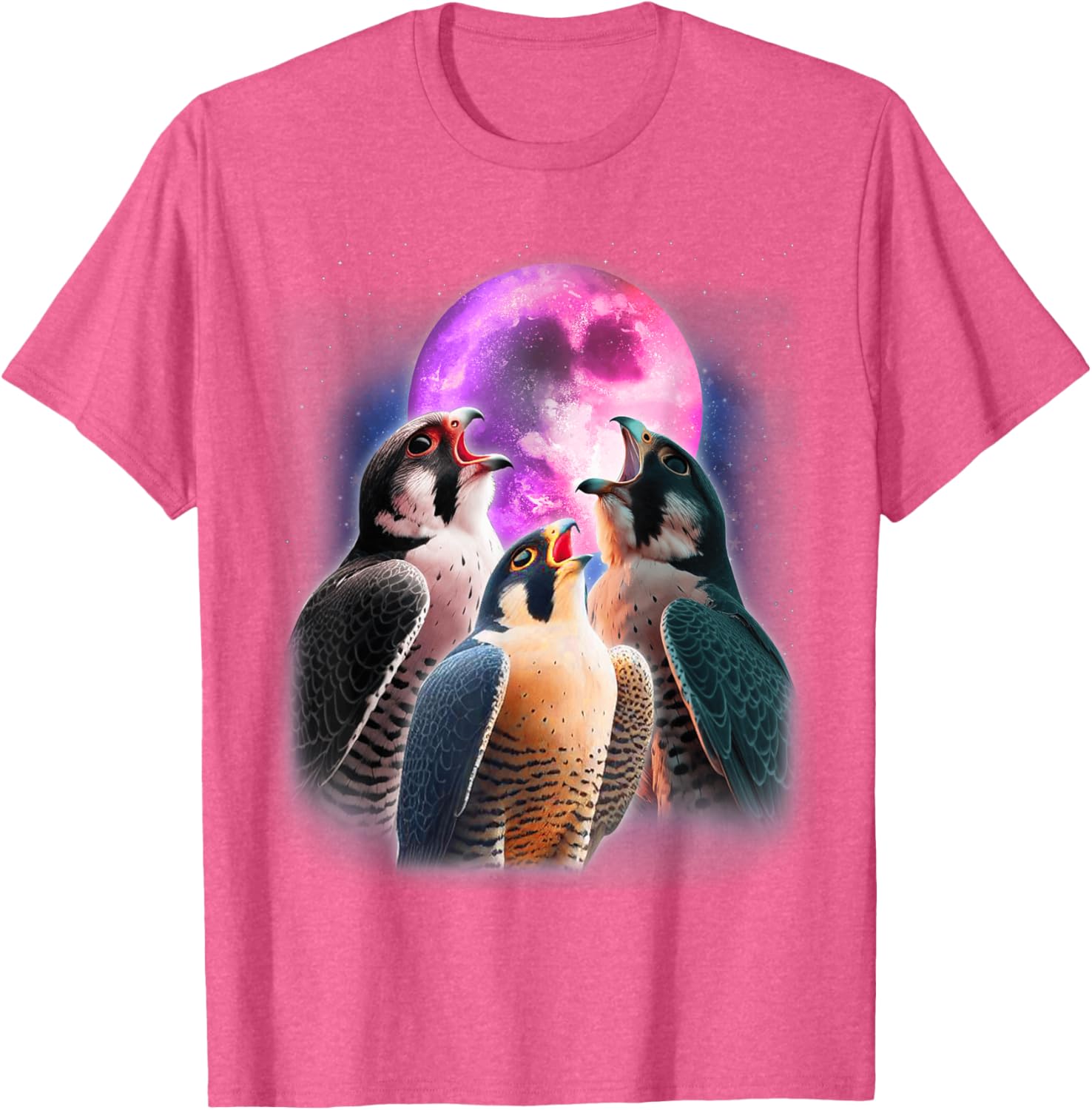 Funny Peregrine Falcon T-Shirt Howling at the Moon for Bird Lovers - 9