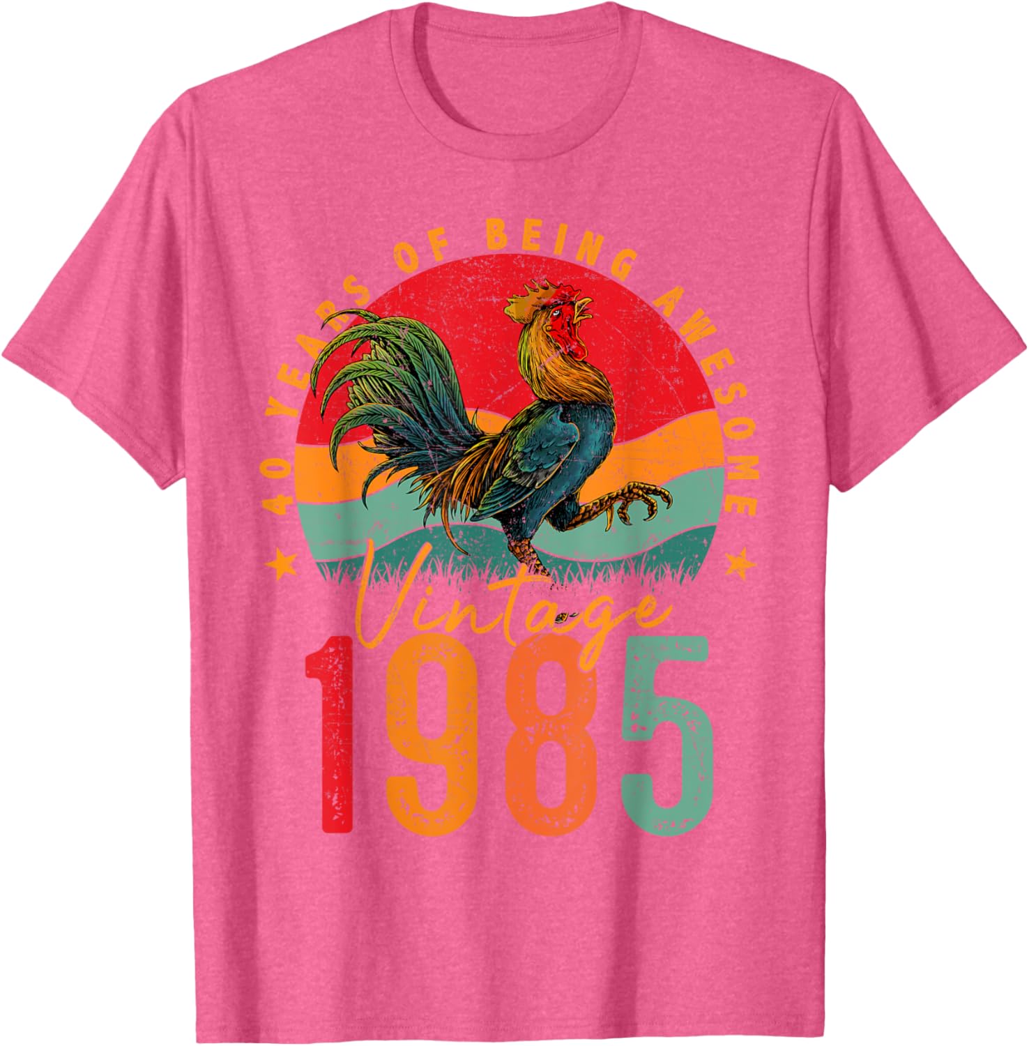 Vintage 1985 Chicken 40th Birthday Mens T-Shirt for 40 Year Old Gifts - 2