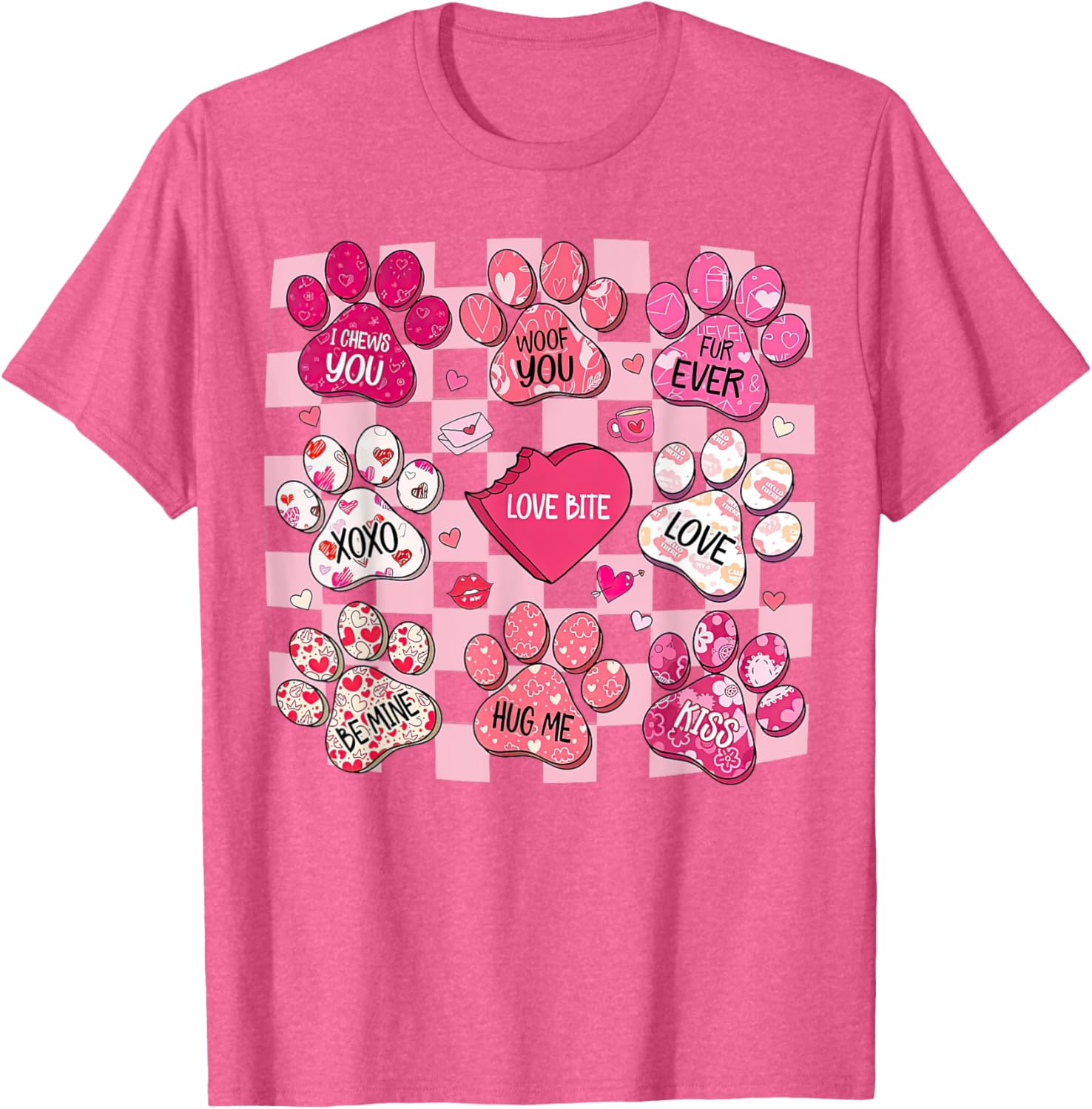 Cute Dog Paw Heart T-Shirt for Valentine's Day - Perfect Gift for Dog Lovers - 5