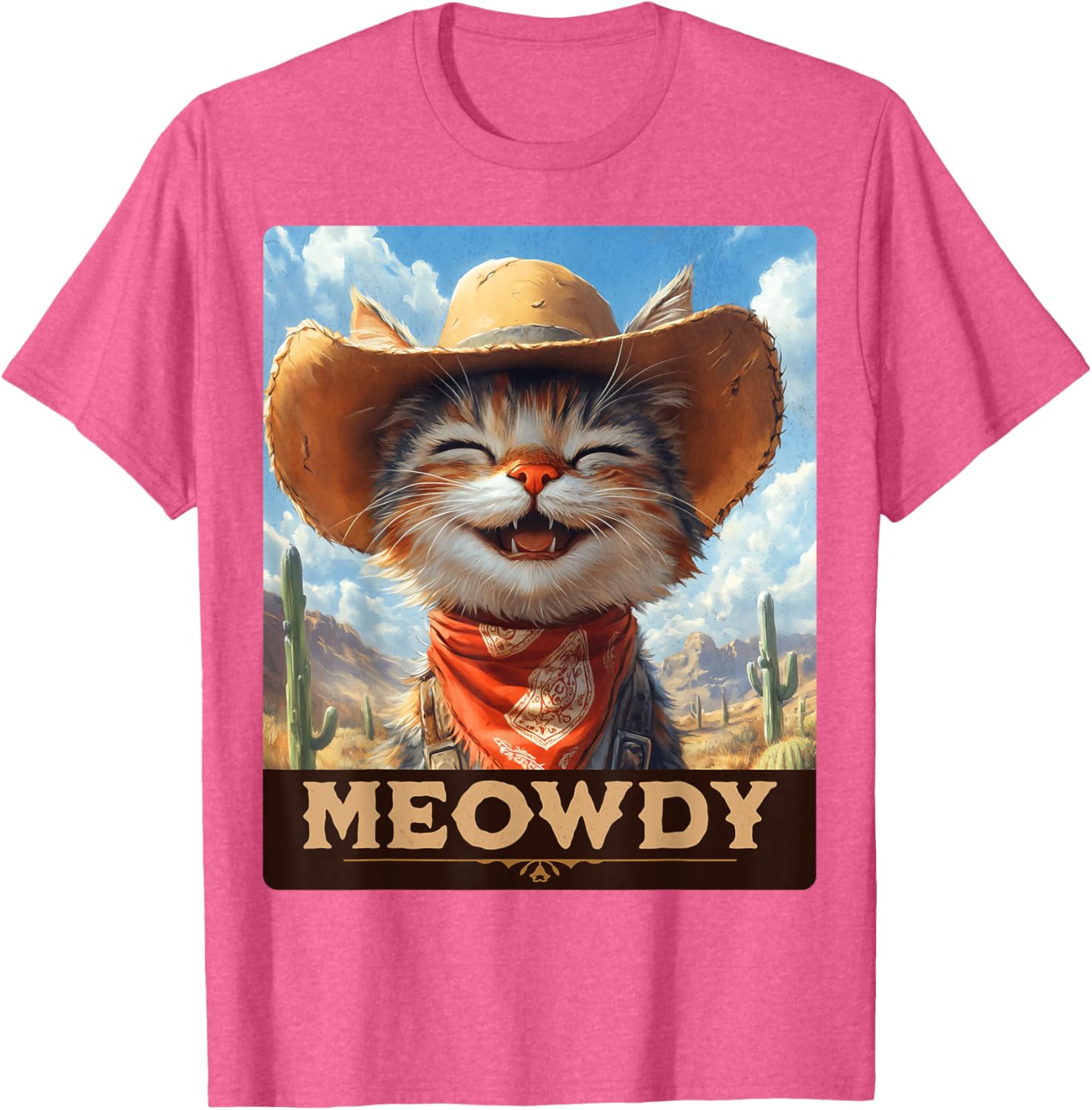 Meowdy Cowboy Cat T-Shirt - Wild West Feline Fun for Cat Lovers - 11