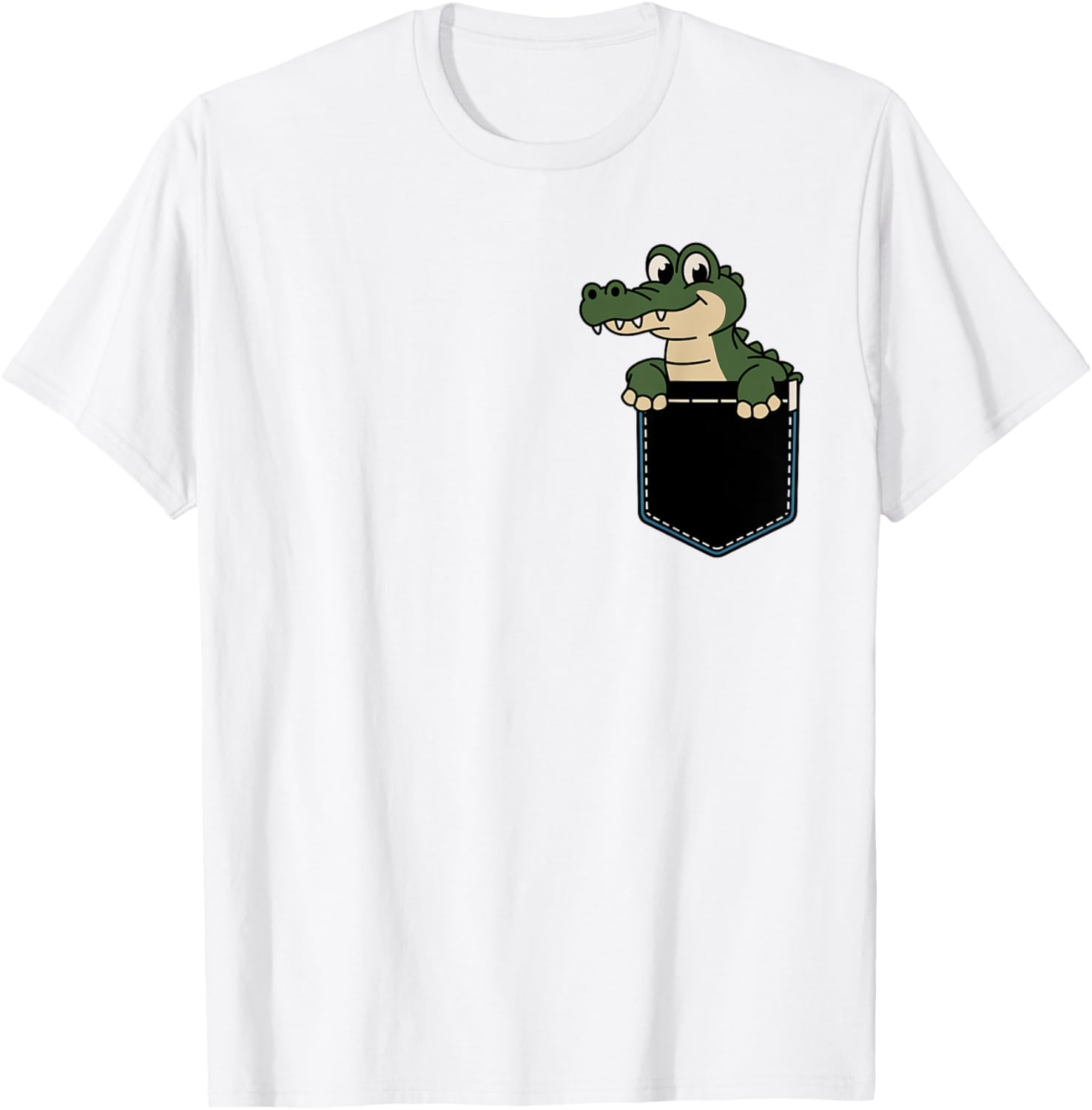 Funny Crocodile Pocket T-Shirt for Men and Women – Cute Animal Design - 6