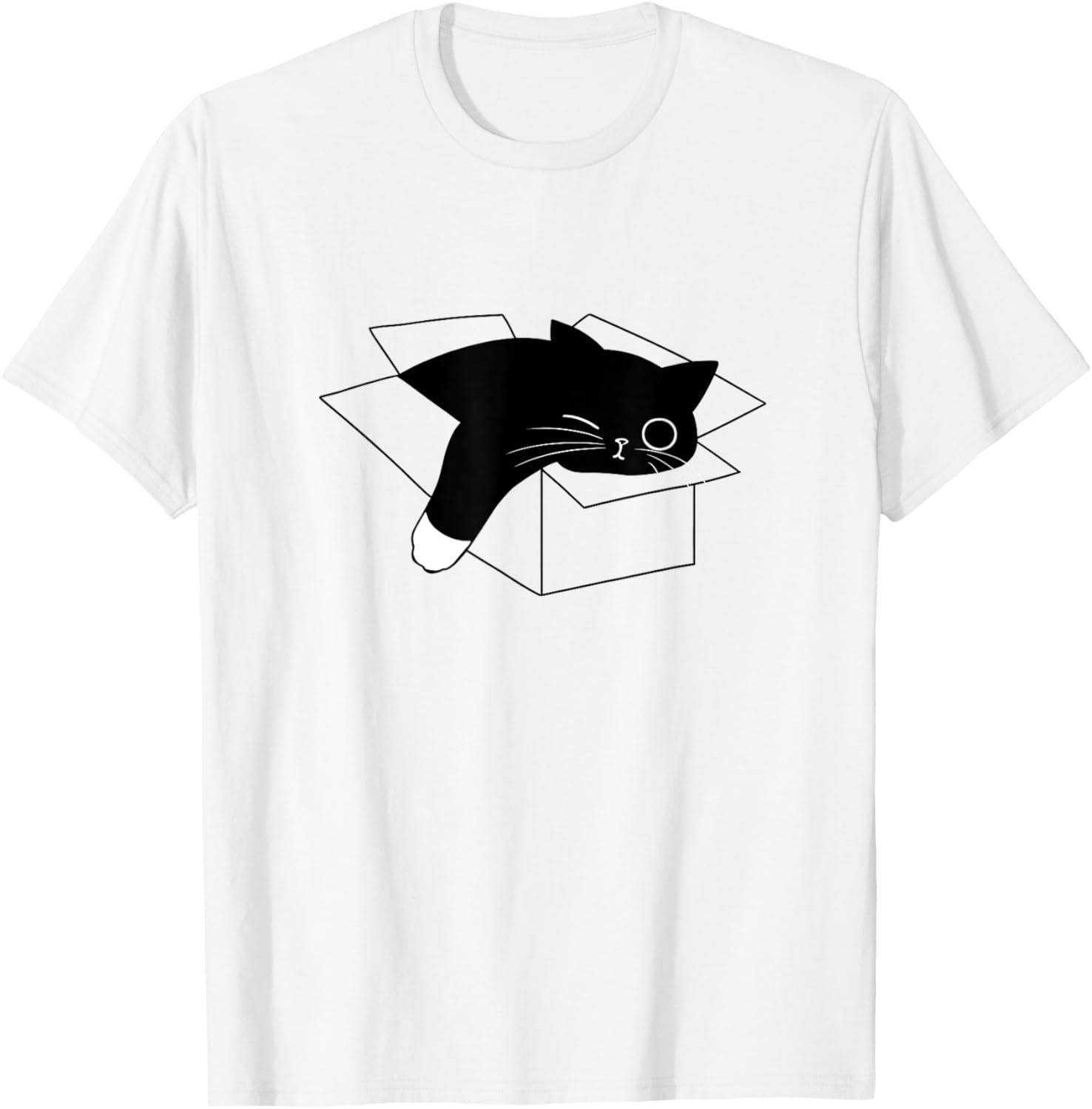Cute Lazy Black Cat Half Asleep T-Shirt for Men, Women, and Kids - 5