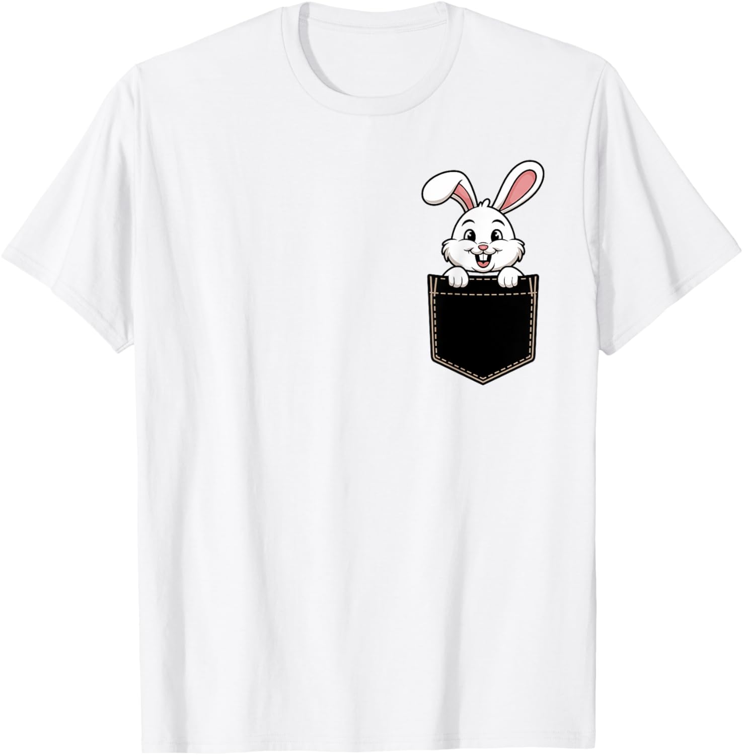 Cute Funny Rabbit Pocket T-Shirt for Men and Women - Adorable Animal Tee - 11