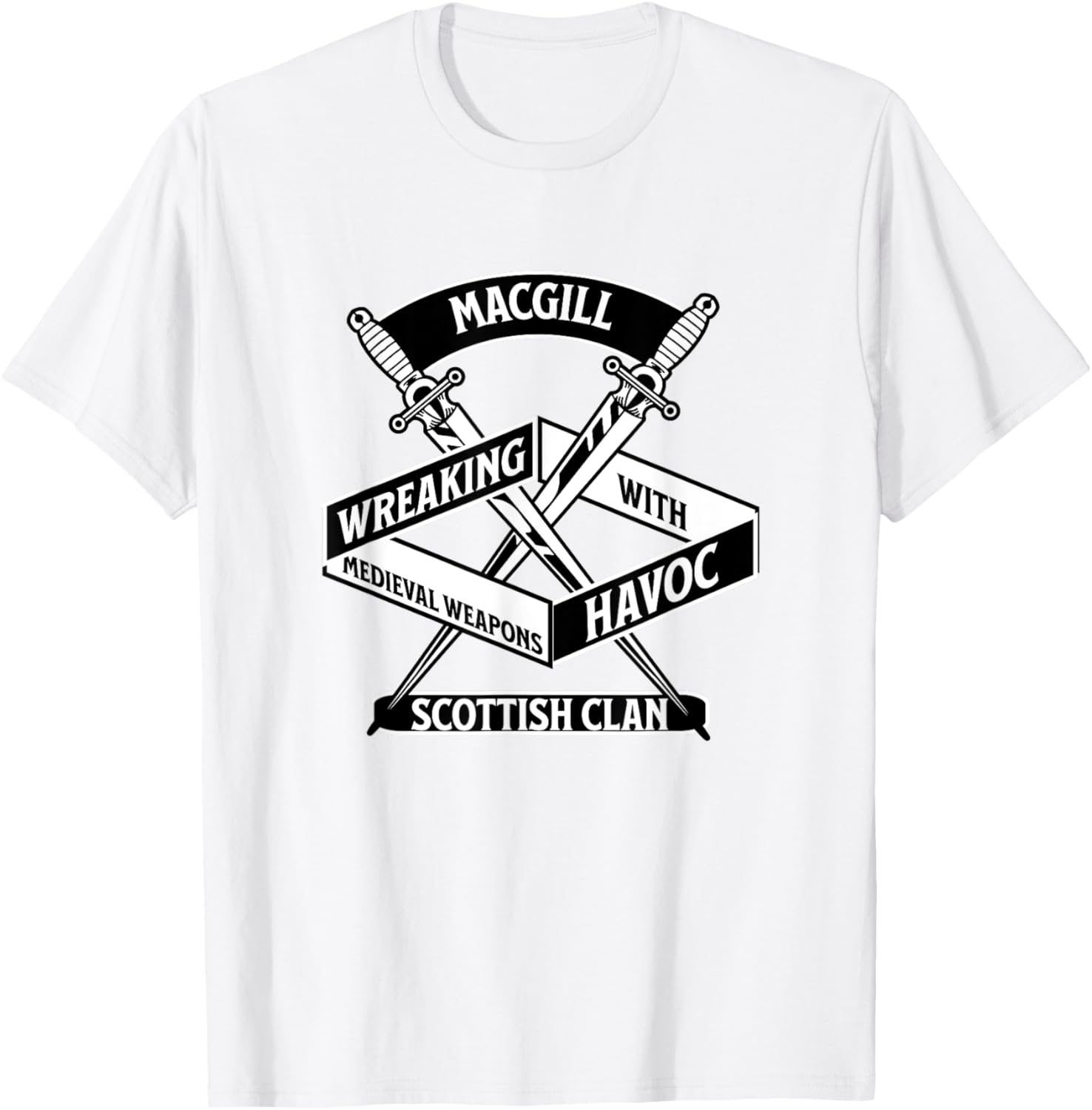 MacGill Clan Wreaking Havoc Medieval Weapons T-Shirt for Fans - 16
