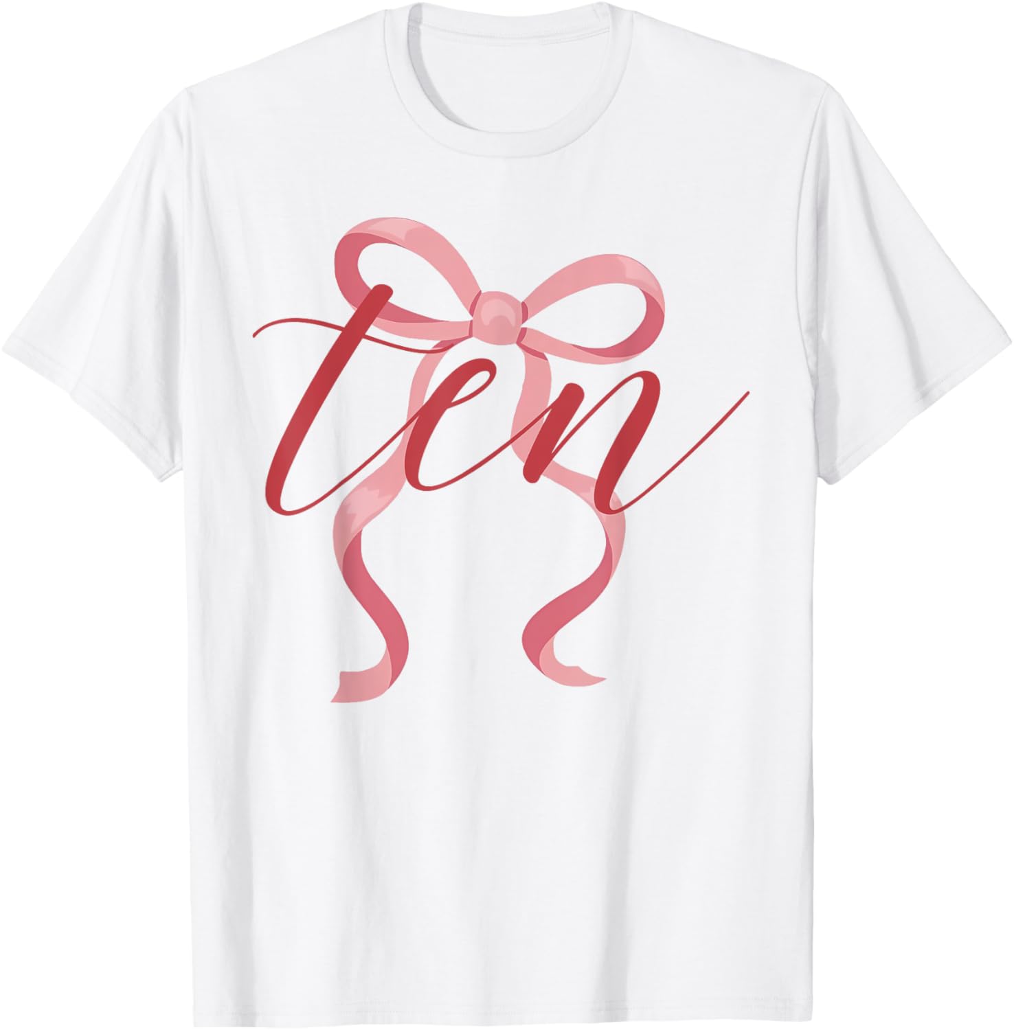 Cute Pink Coquette Bow T-Shirt for 10th Birthday Celebration for Girls - 6