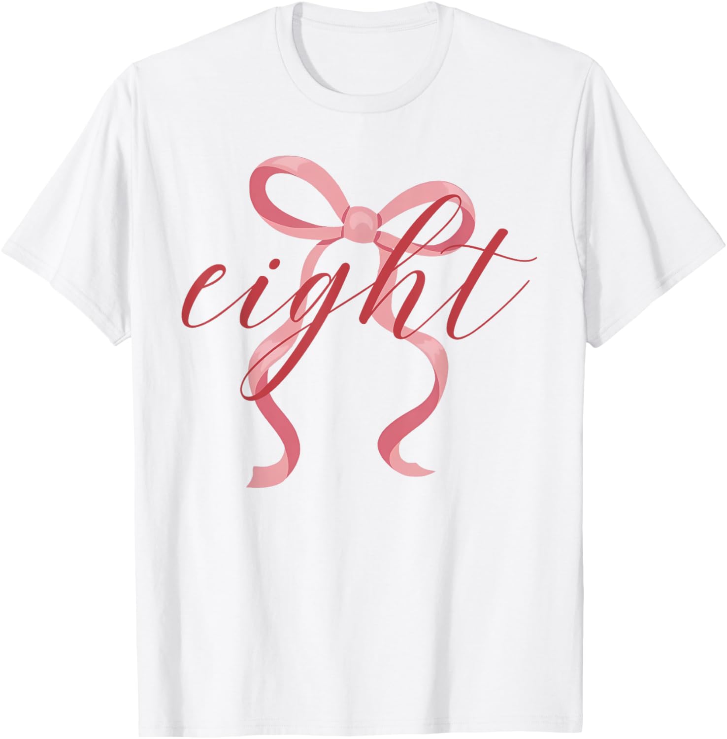Pink Coquette Bow T-Shirt for 8 Year Old Girl's Birthday Celebration - 12