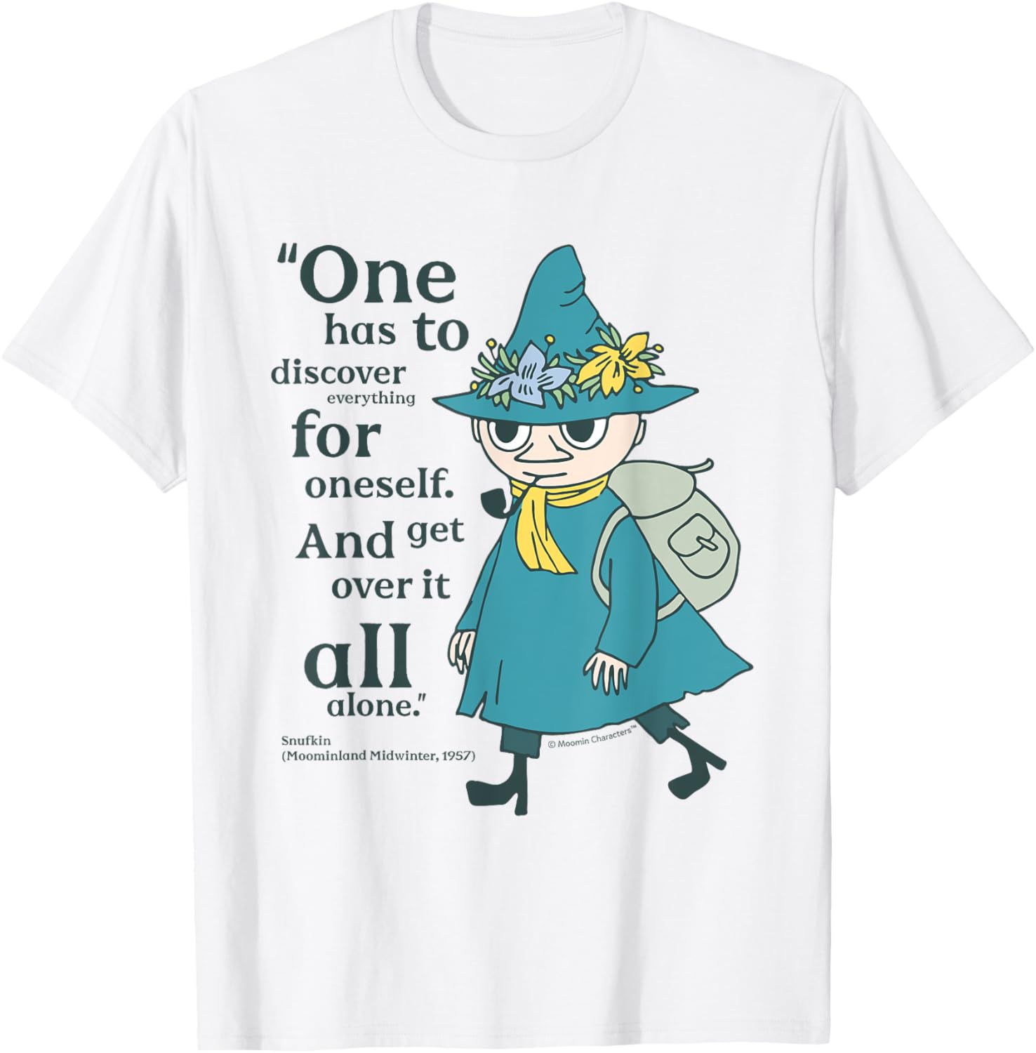 Moomin Midwinter Snufkin Quote T-Shirt for Fans of Moominland Adventure - 4