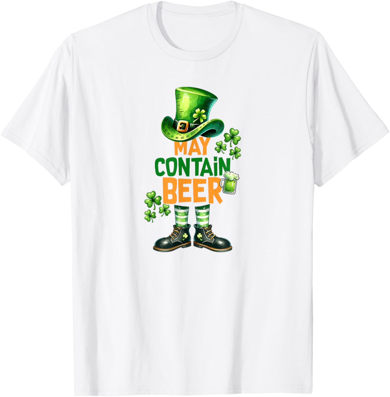 Funny May Contain Beer St Patrick's Day T-Shirt for Celebrations - 23