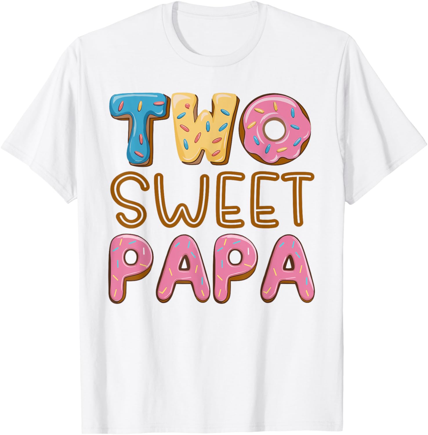 Papa of Two Sweet Donuts Birthday T-Shirt for Dad - Cute Party Wear - 2