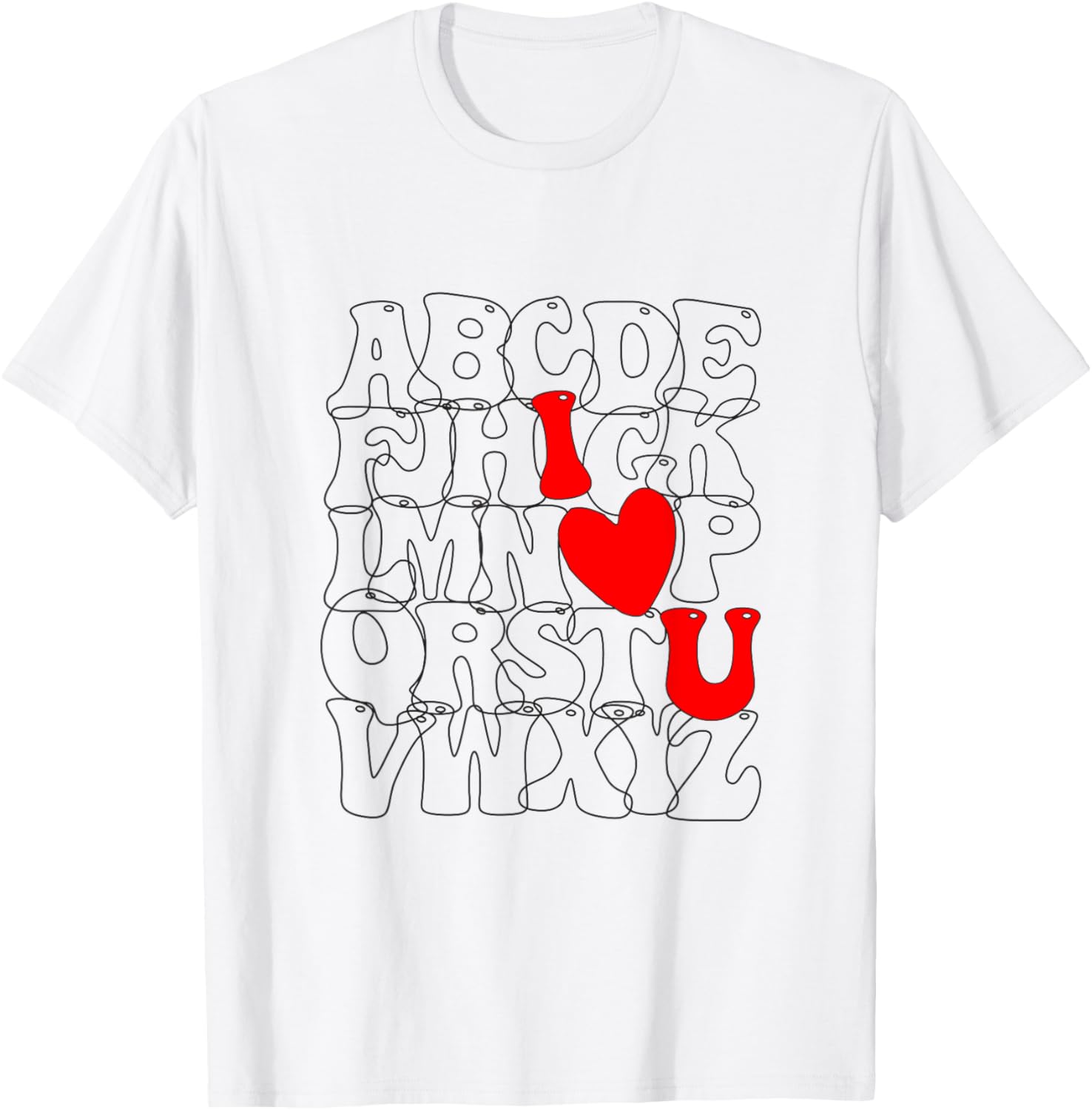 Cute Alphabet ABC I Love You Heart T-Shirt for Valentine's Day Fun - 7