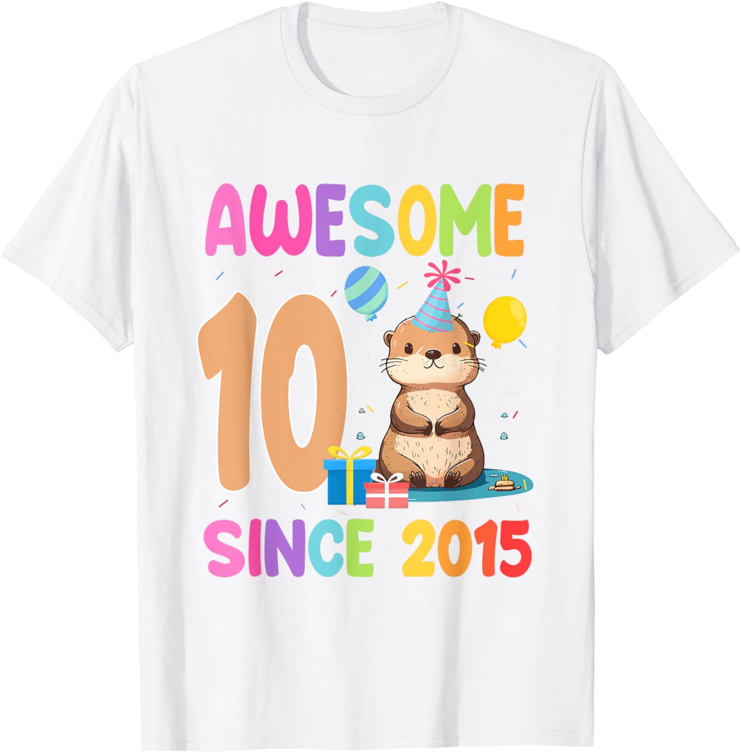 Cute Otter T-Shirt for 10th Birthday Celebration – Awesome Since 2015 - 14