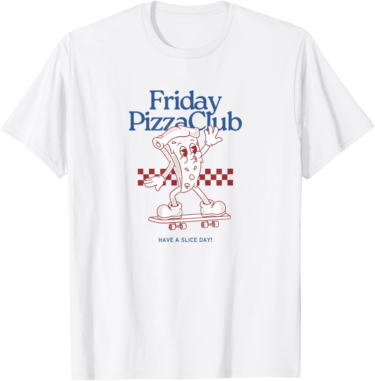 Funny Friday Pizza Club Retro Skateboard Pizza Slice T-Shirt for Fun Lovers - 5
