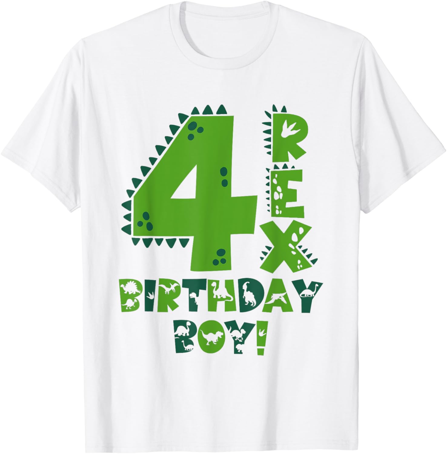 Fun Four Rex Dinosaur T-Shirt for 4-Year-Old Birthday Boys - 7