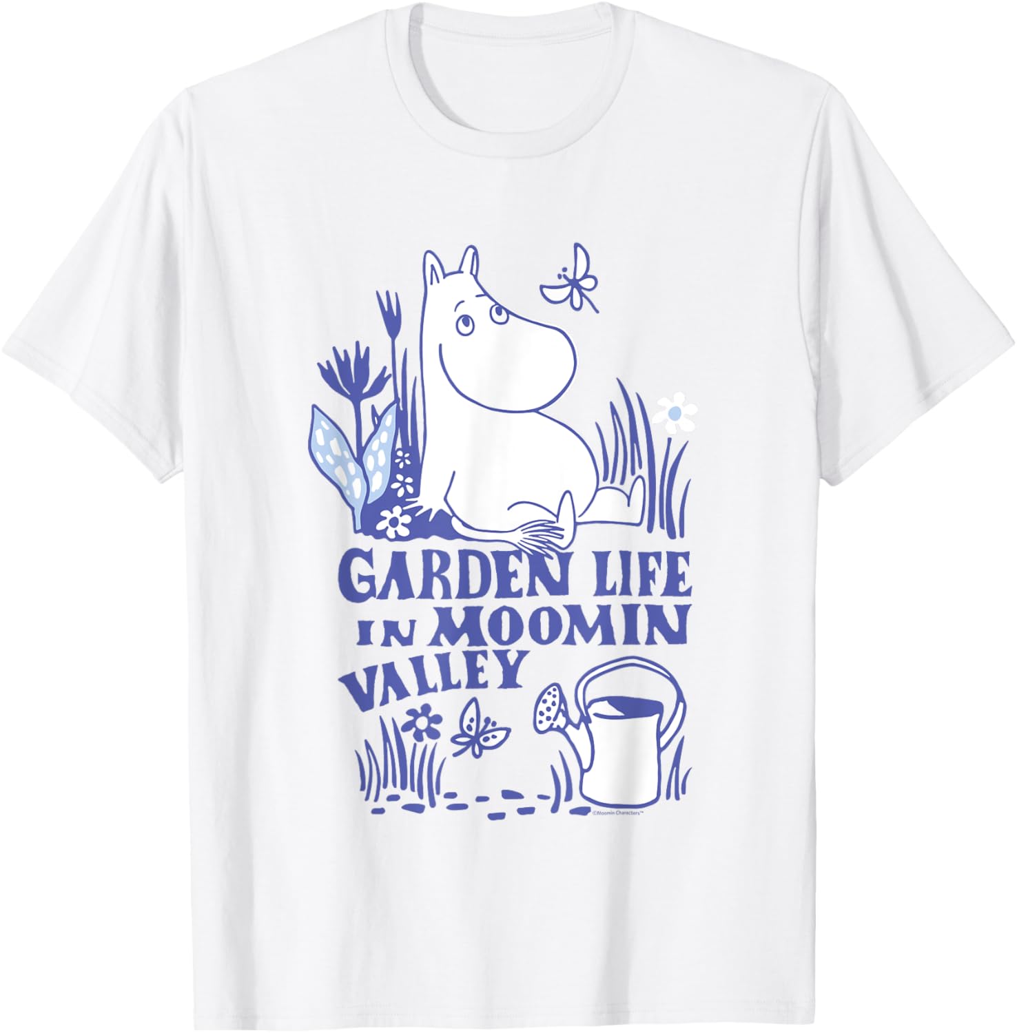 Moomin Garden Life Blue Print T-Shirt for Nature Lovers and Fans - 3