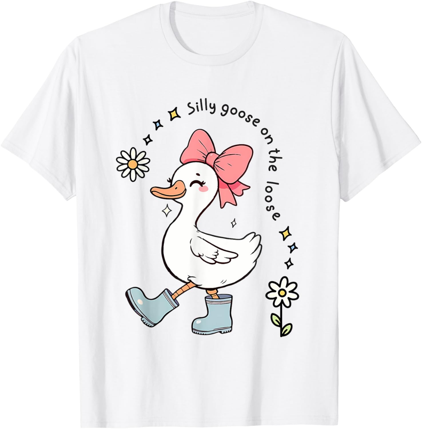 Funny Silly Goose On The Loose Kids T-Shirt for Girls - Adorable Design - 4