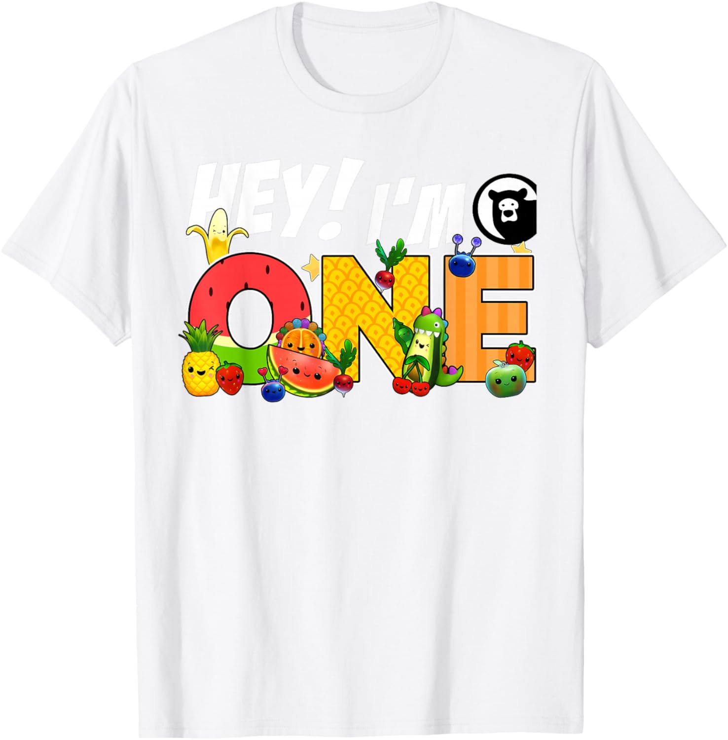 Funny Hey I'm One Birthday Boy T-Shirt for Kids with Cute Fruit Design - 28