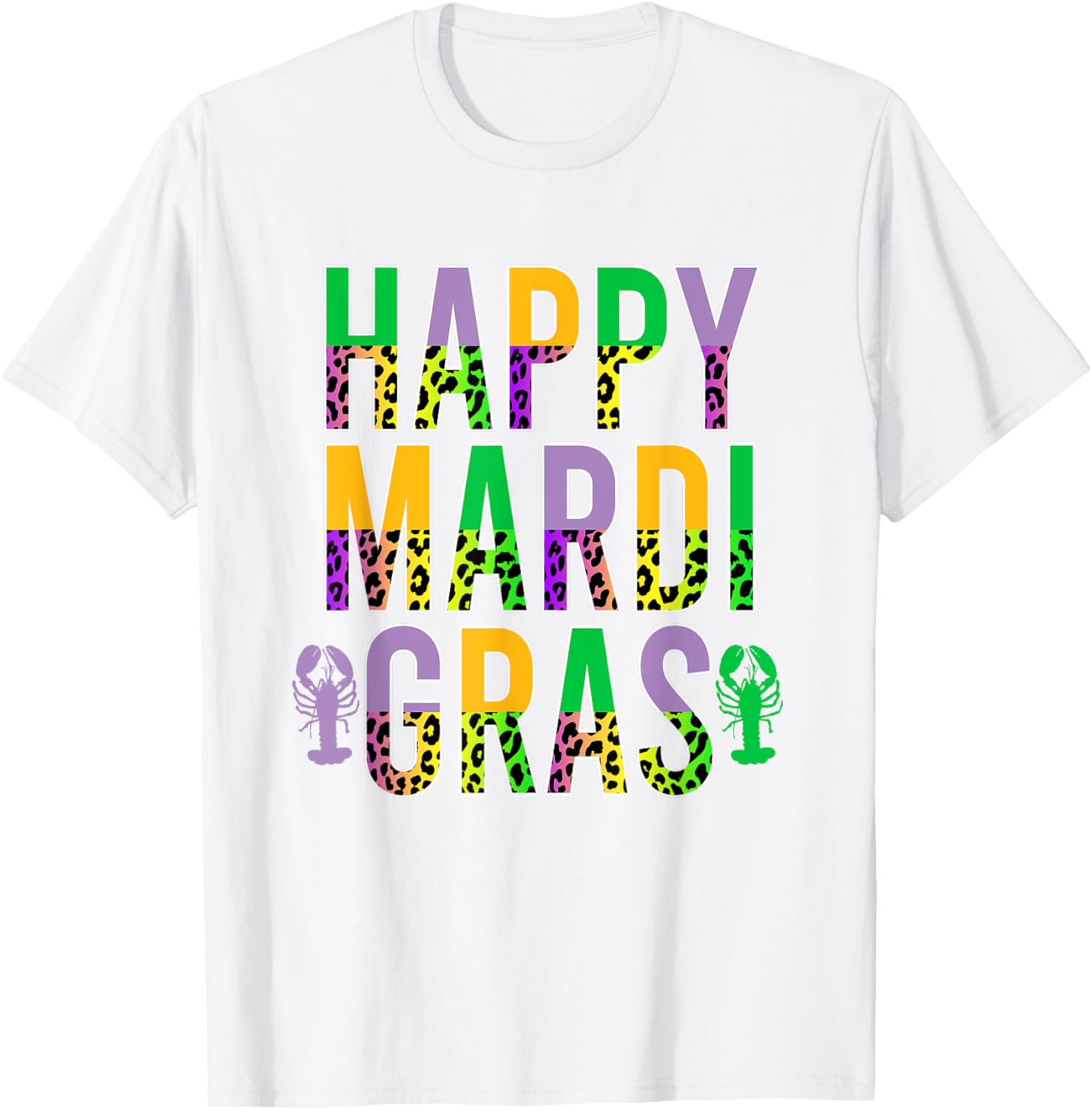 Happy Mardi Gras Leopard Print Crawfish T-Shirt for Men Women Kids - 11