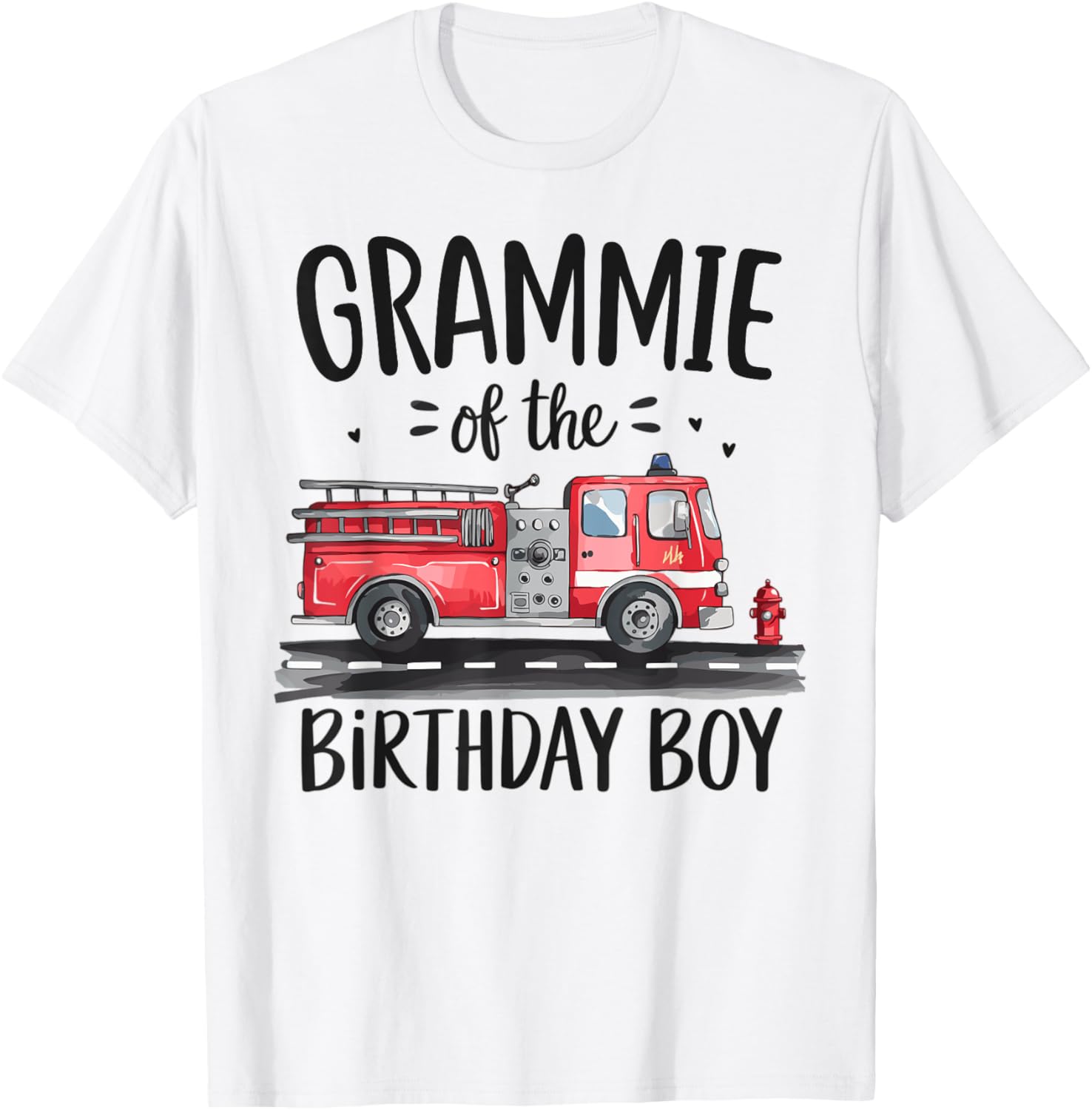 Grammie of the Birthday Boy Fire Truck T-Shirt for Firefighter Grandmas - 8