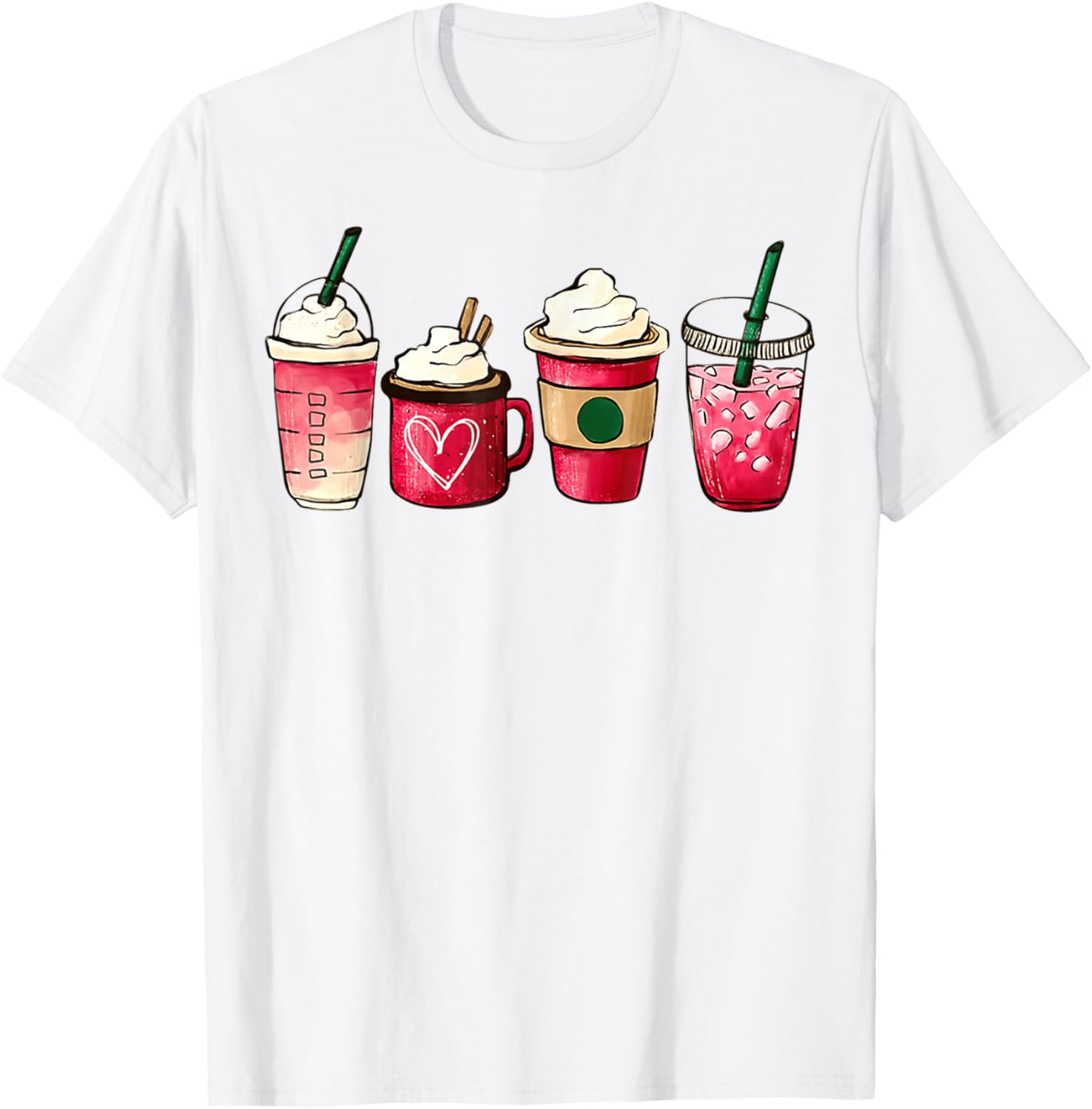 Valentine Heart Latte Iced Coffee T-Shirt for Coffee Lovers - 5