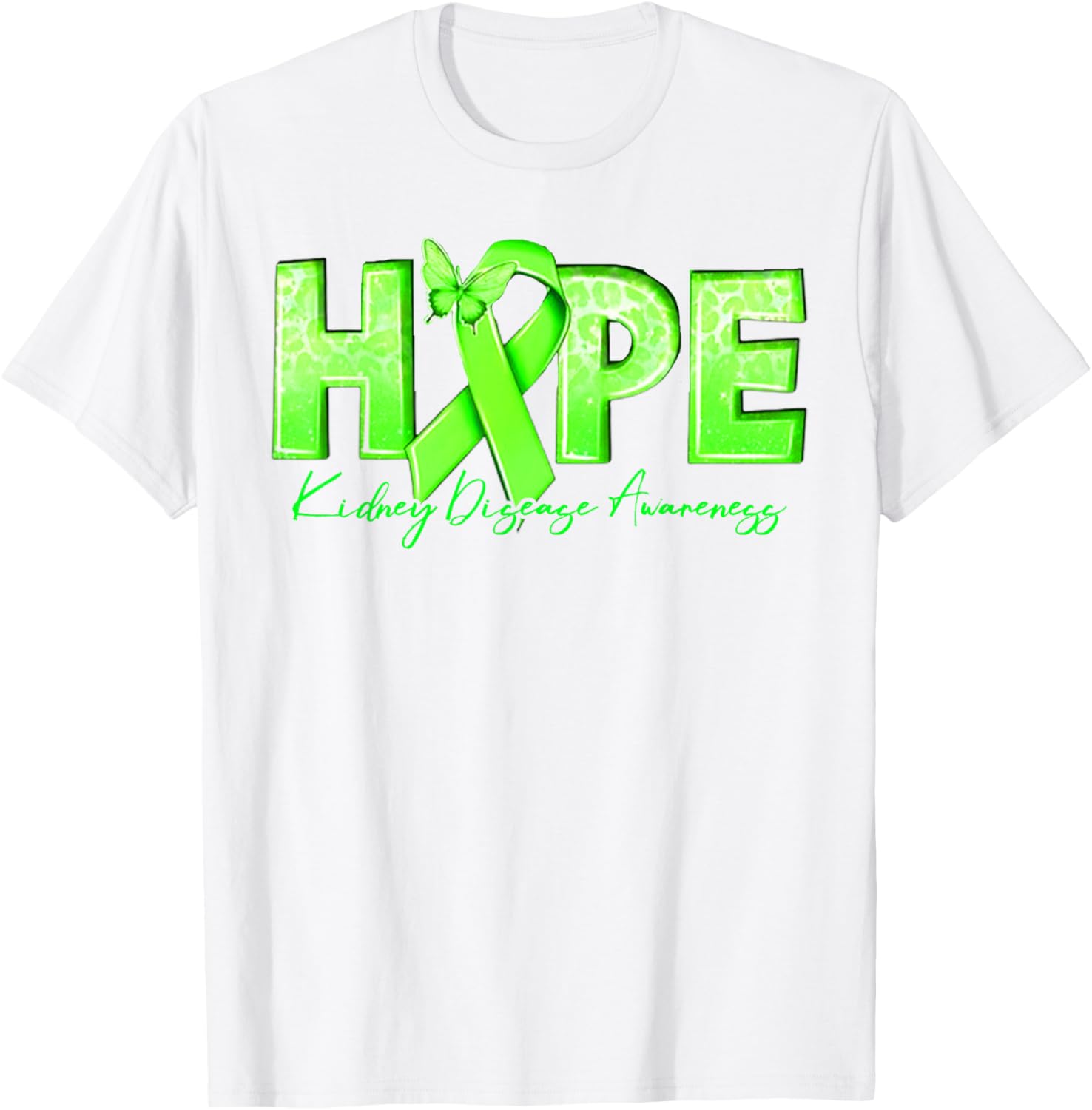 Hope Kidney Disease Awareness Green Ribbon T-Shirt for Renal Health Support - 11
