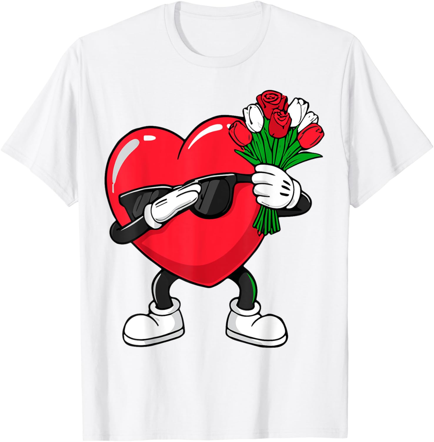 Dabbing Heart Flower Valentine's Day T-Shirt for Fun Loving Hearts - 6