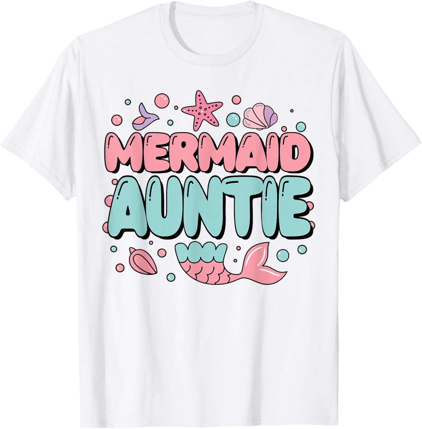 Auntie of The Birthday Mermaid Family Matching Party T-Shirt for Fun Celebrations - 18