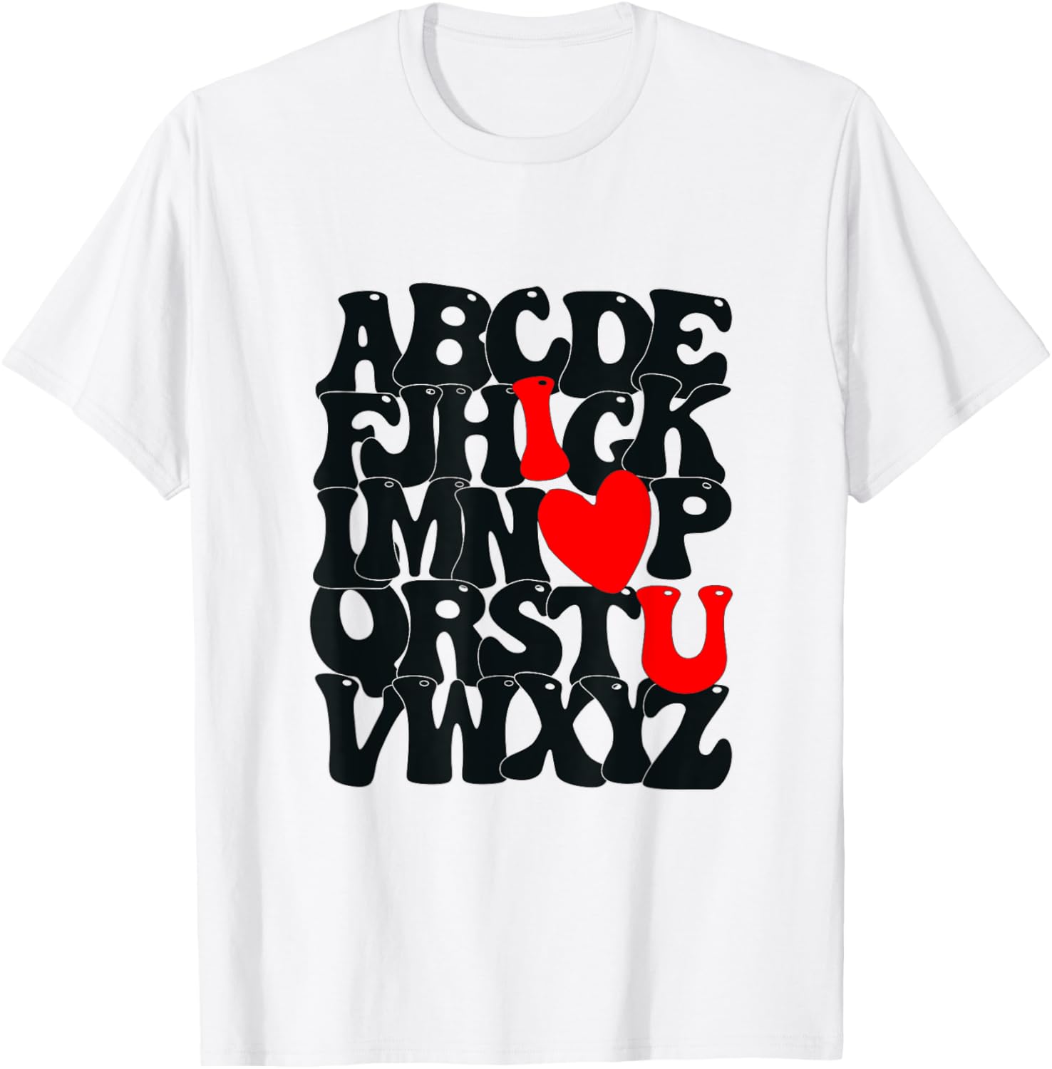 Cute Alphabet ABC I Love You Heart T-Shirt for Valentine's Day Gift - 2