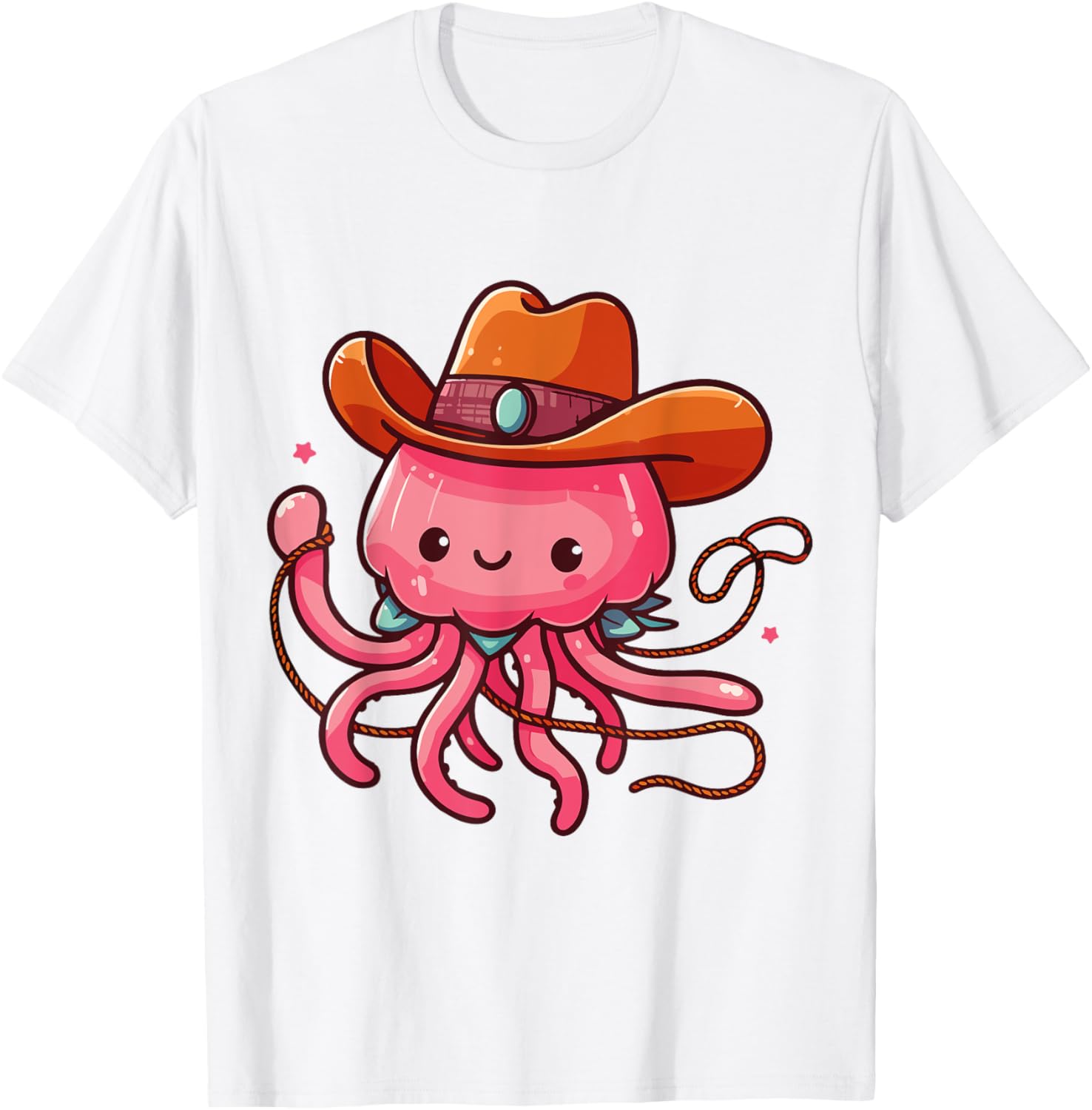 Western Rodeo Cowboy Hat and Jellyfish Texas Animals T-Shirt for Men - 8