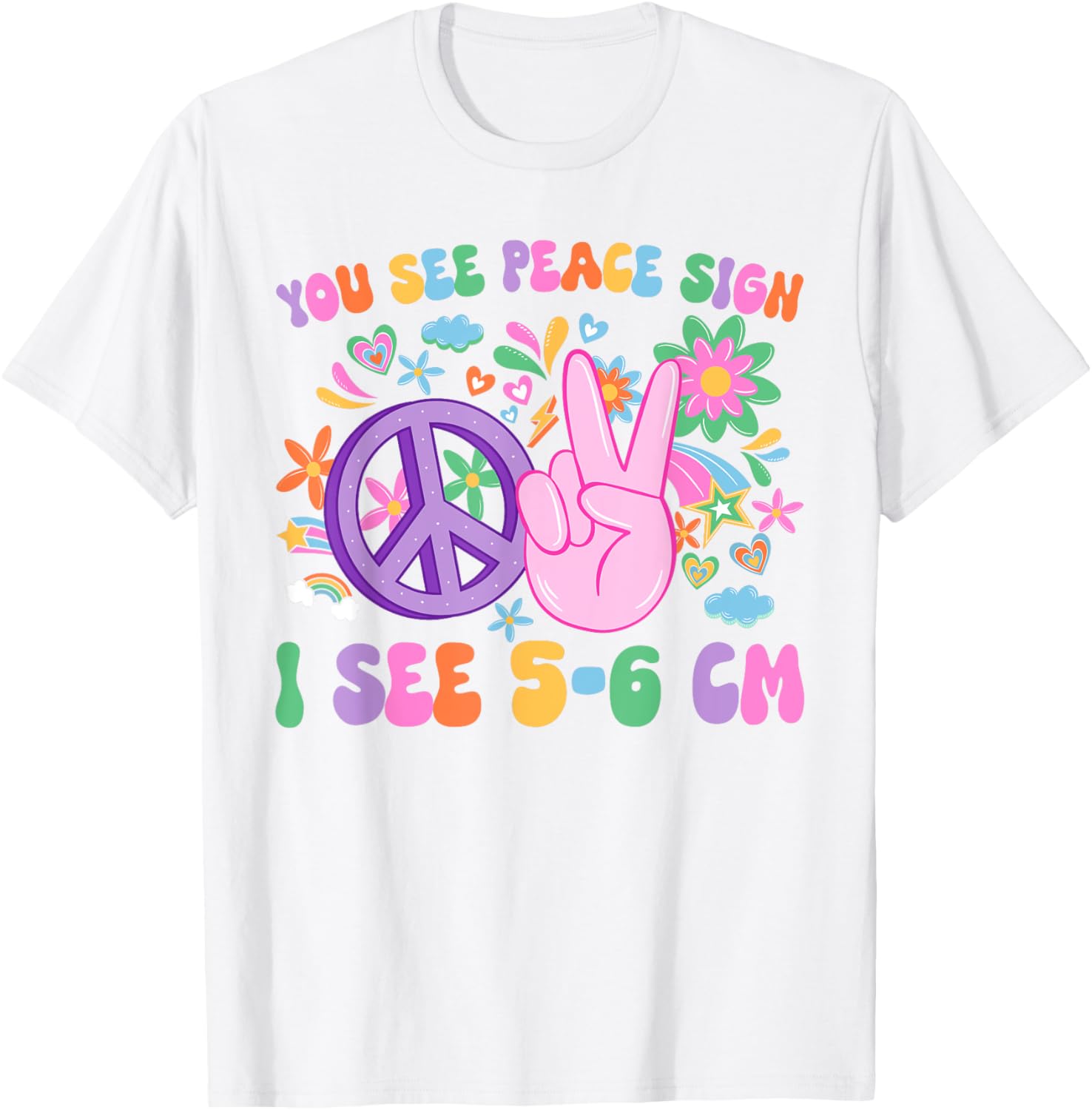 Funny L&D Nurse NICU T-Shirt - You See Peace Sign I See Uterus Design - 1
