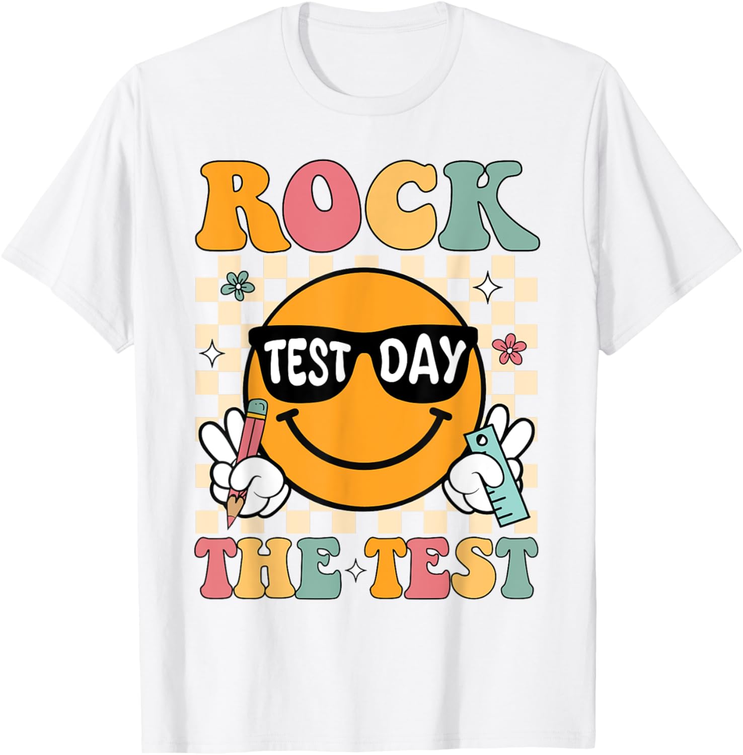 Test Day Rock The Test Teacher T-Shirt Motivational Gift for Educators - 8