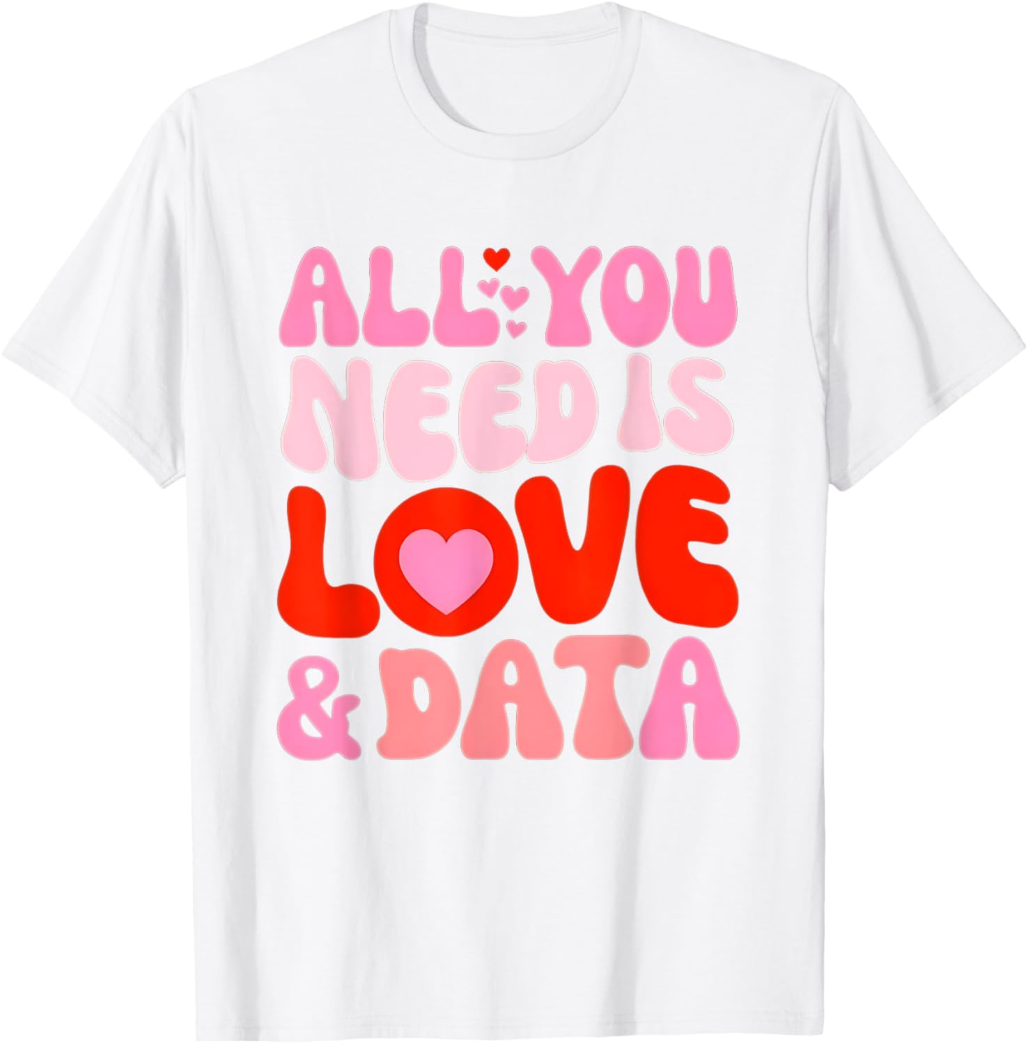 Retro Love and Data Teacher Valentine's Day T-Shirt for Educators - 3