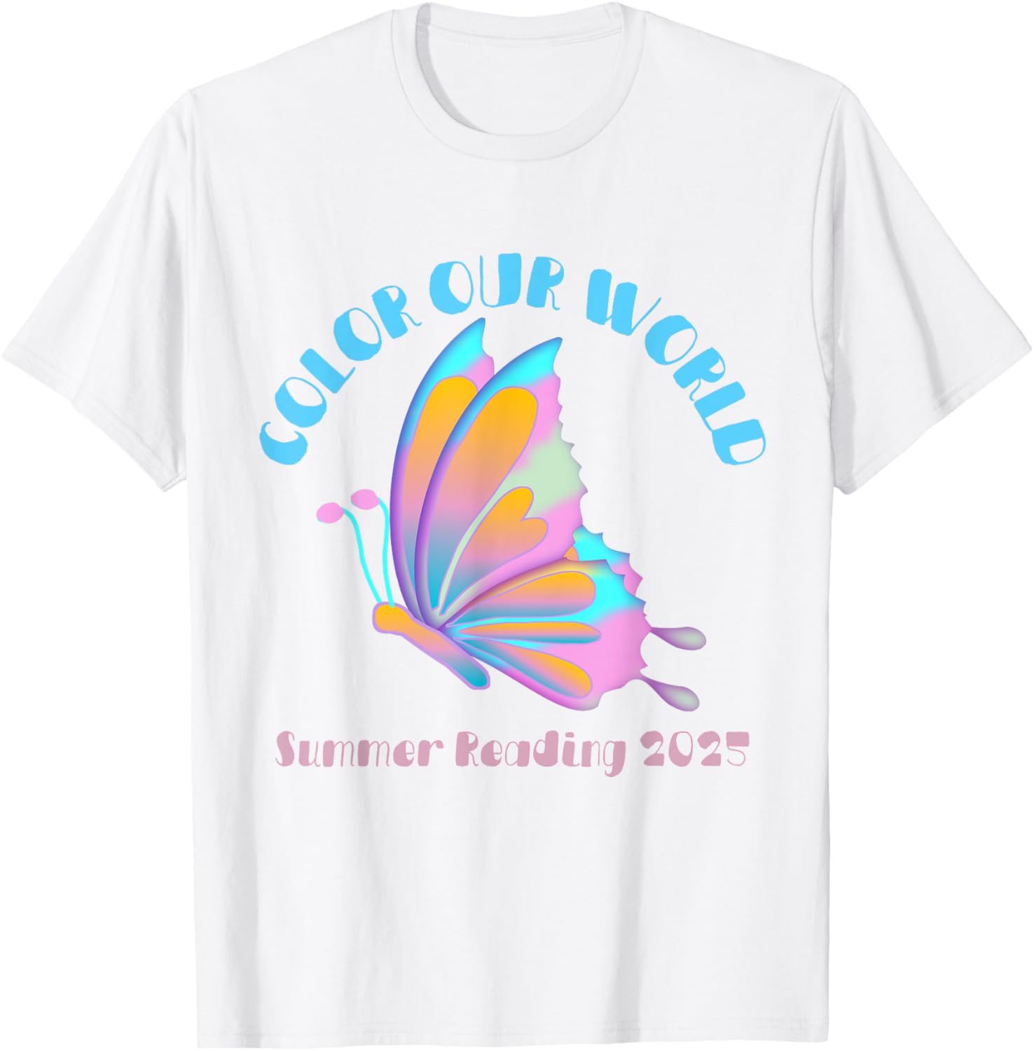 Color Our World Summer 2025 Butterfly T-Shirt for Reading Enthusiasts - 4