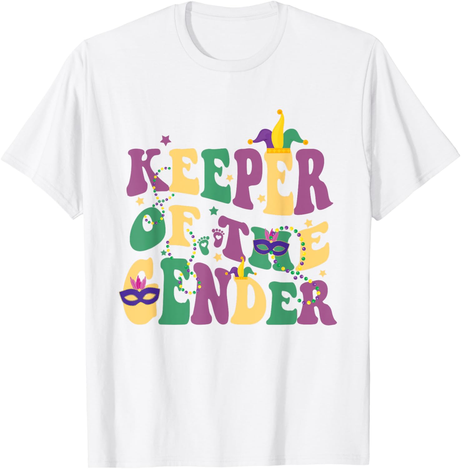 Keeper Of The Gender Reveal Mardi Gras Baby Shower T-Shirt for Fun Celebrations - 27