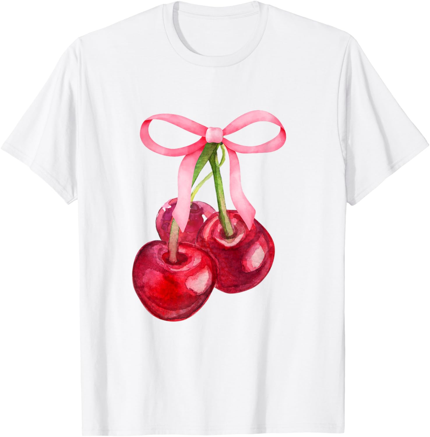 Coquette Red Cherry Pink Bows Preppy Girls T-Shirt for Stylish Kids - 13