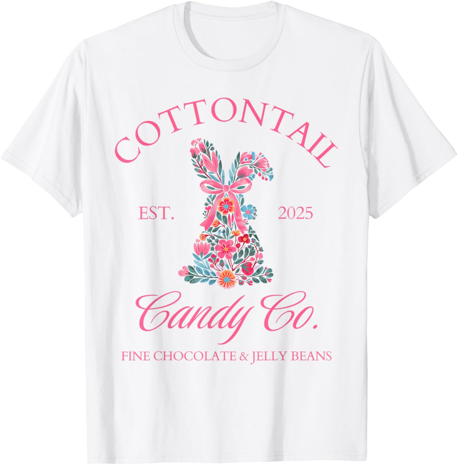 Easter Bunny Floral Coquette Bow T-Shirt for Girls and Women - 11