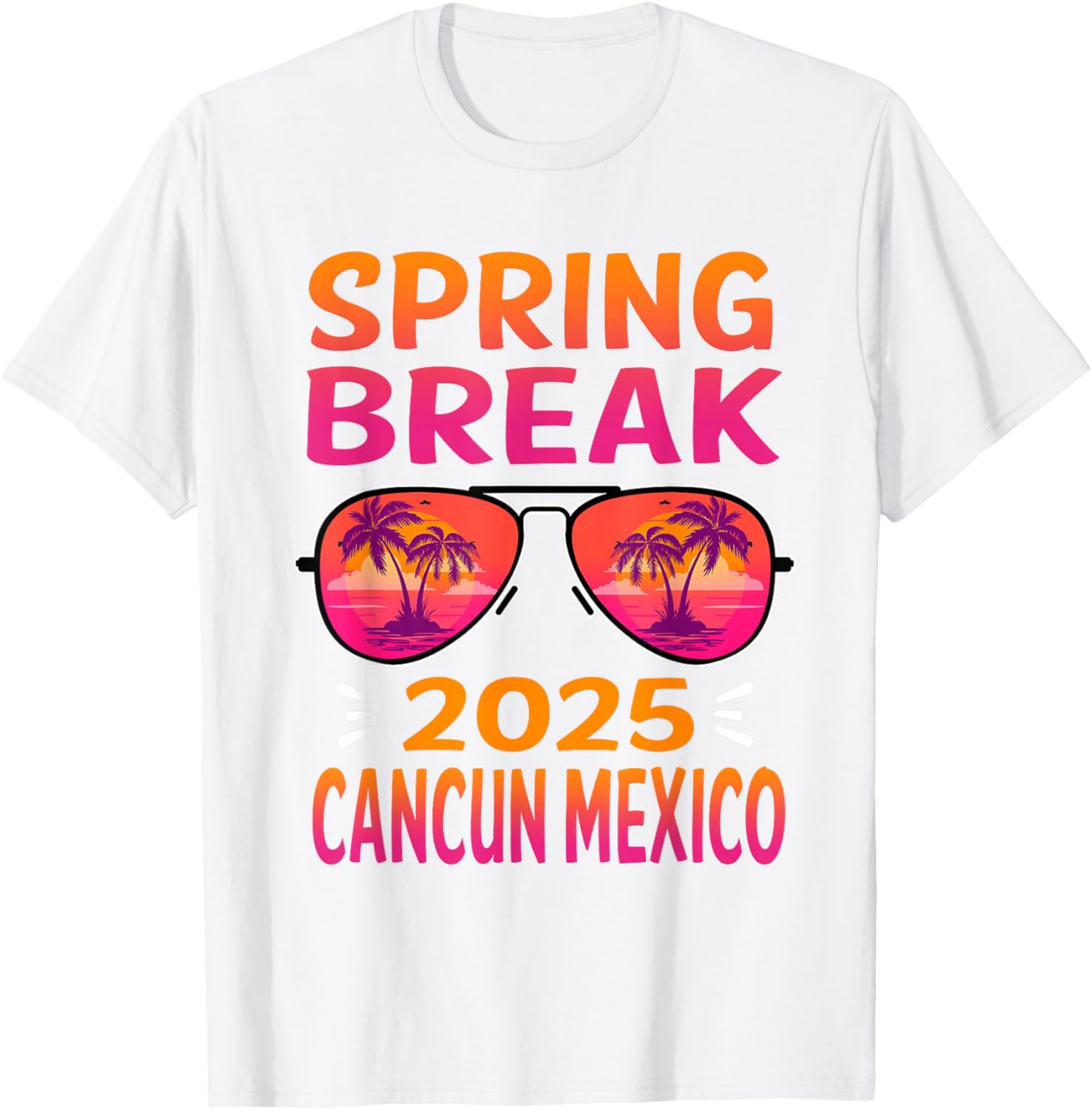 Retro Beach Vacation T-Shirt with Spring Break Cancun Sunglasses 2025 - 1