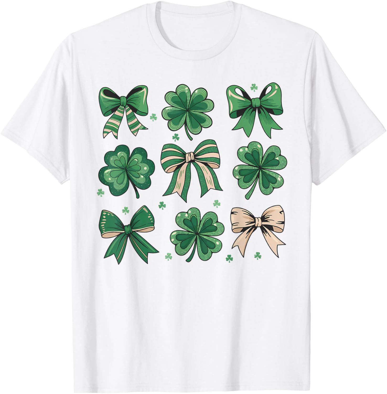 Cute Retro St Patricks Day Shamrock Bow T-Shirt for Festive Fun - 18
