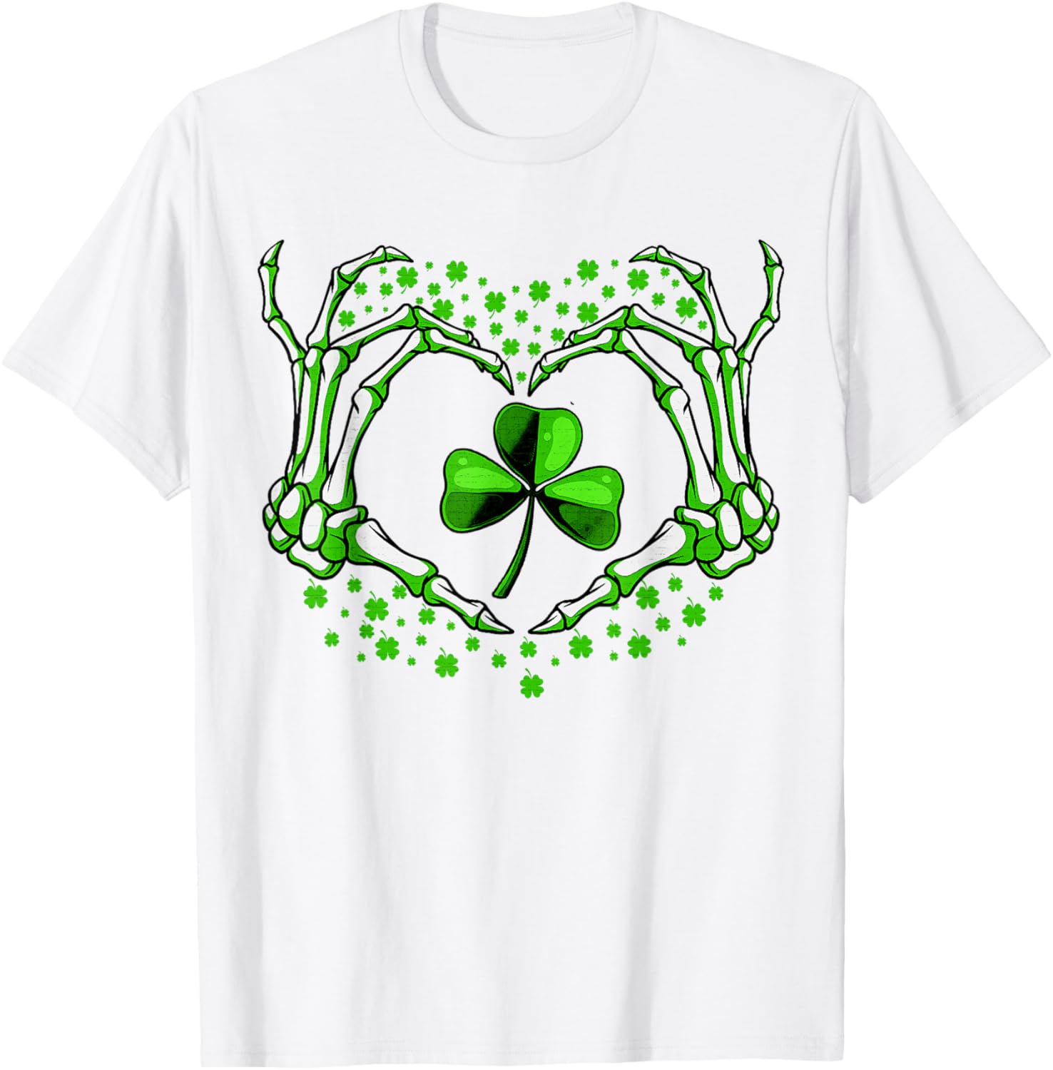 Skeleton Hand Heart Shamrock St Patricks Day T-Shirt for Festive Fun - 21