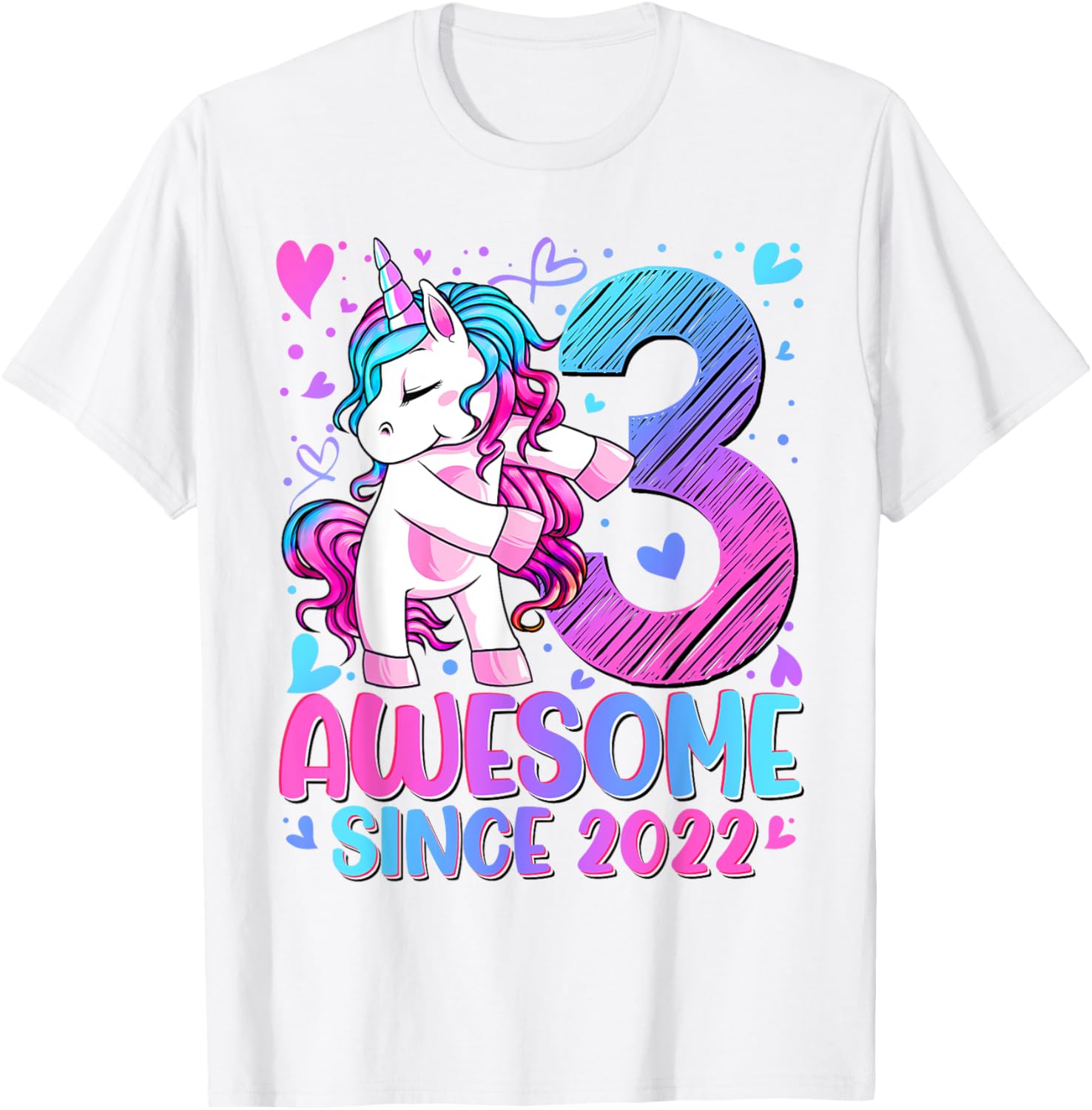 Cute Unicorn T-Shirt for 3 Year Old Girls Birthday Party Gifts - 18