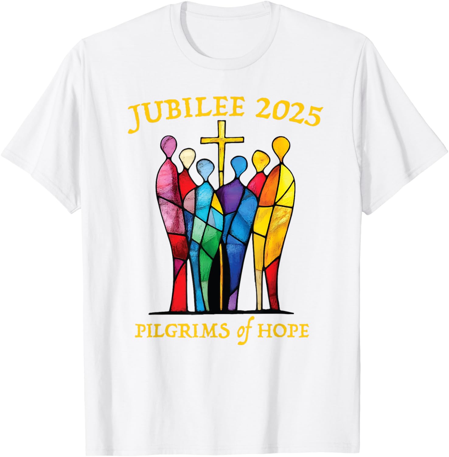 Catholic Jubilee 2025 Pilgrims of Hope Stained Glass T-Shirt for All - 10