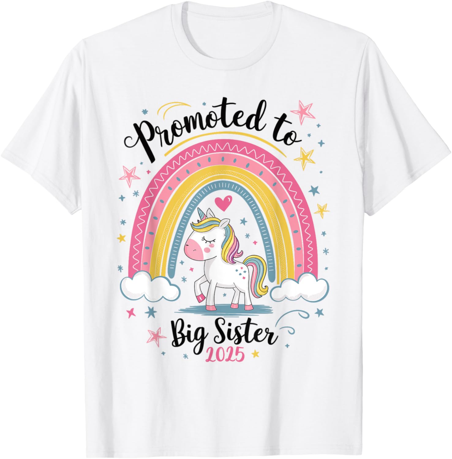 Promoted To Big Sister 2025 Unicorn T-Shirt for Fun Announcements - 1