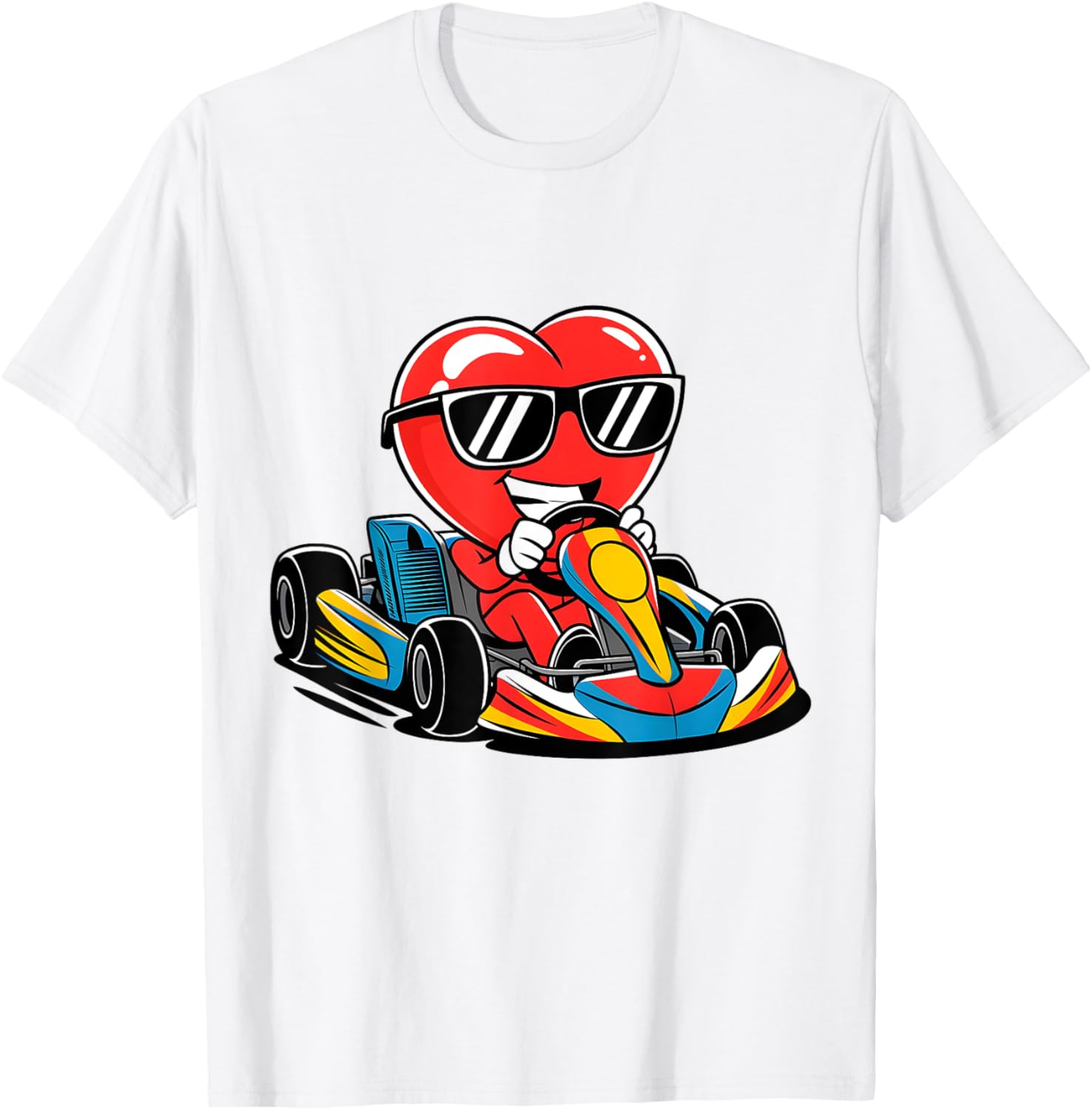 Heart Racing Go-Kart Valentine's Day T-Shirt for Boys and Girls - 10