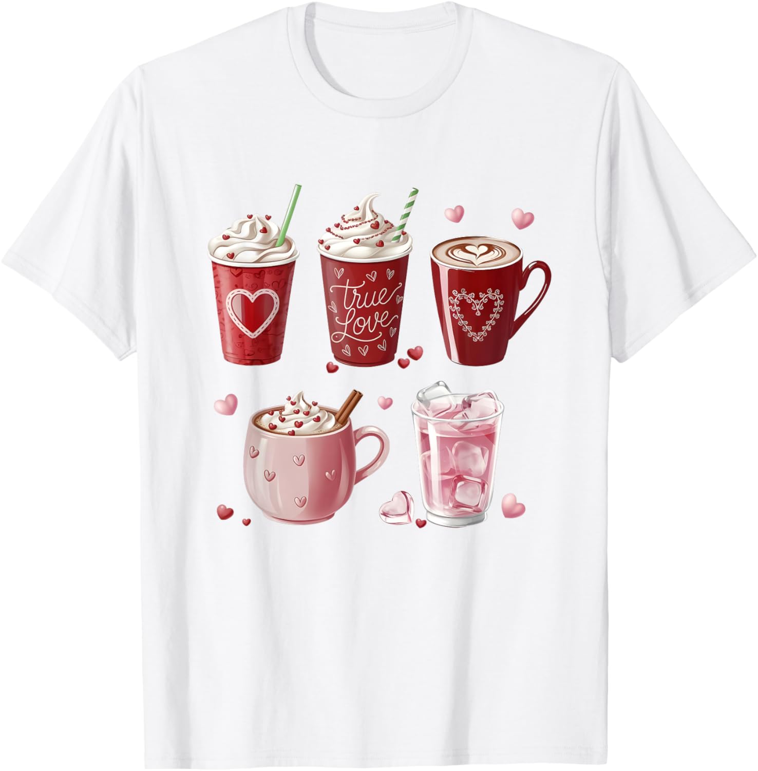 Coffee Lover Valentine T-Shirt Cute Coffee Cups Design for Him or Her - 12
