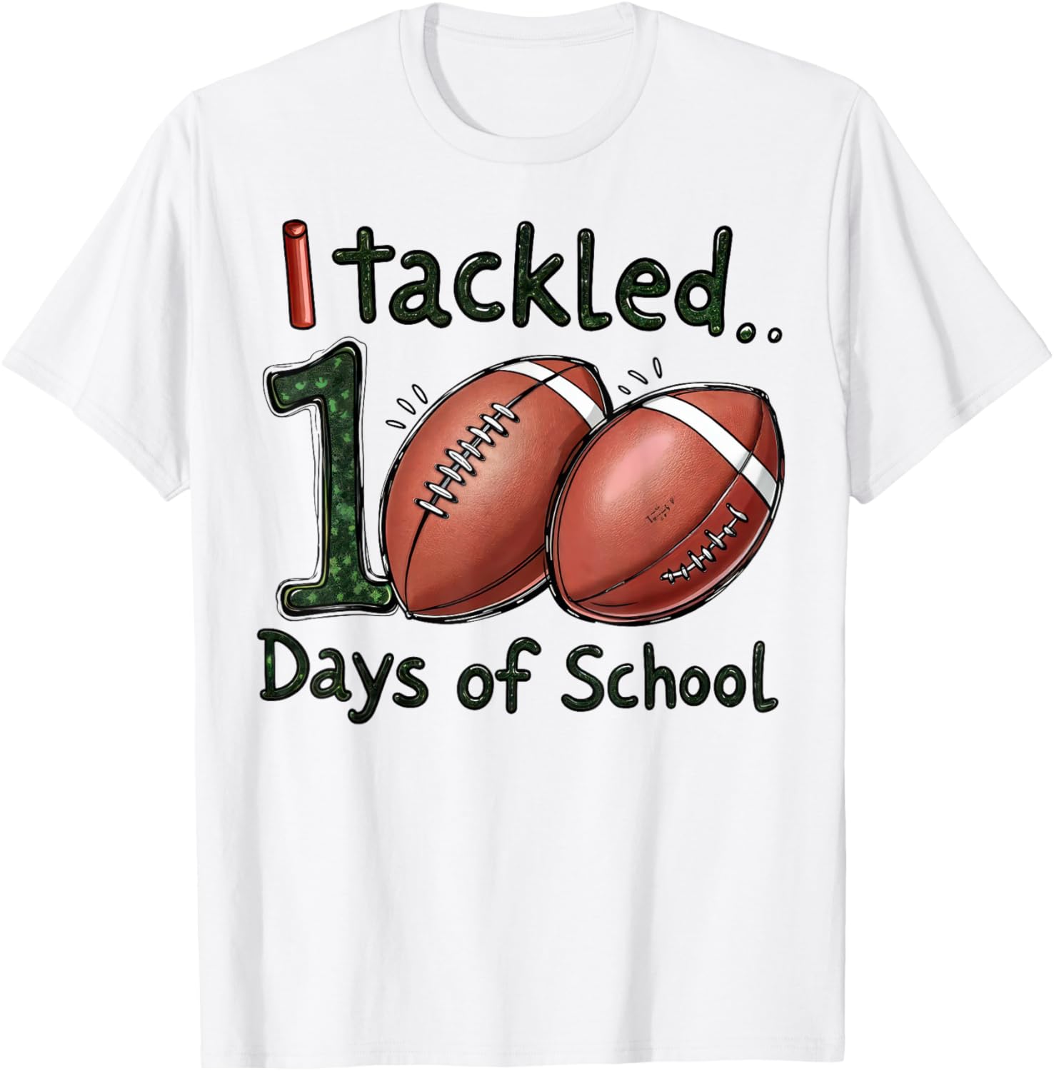 100 Days of School Football Boys T-Shirt for Celebrating Milestones - 16