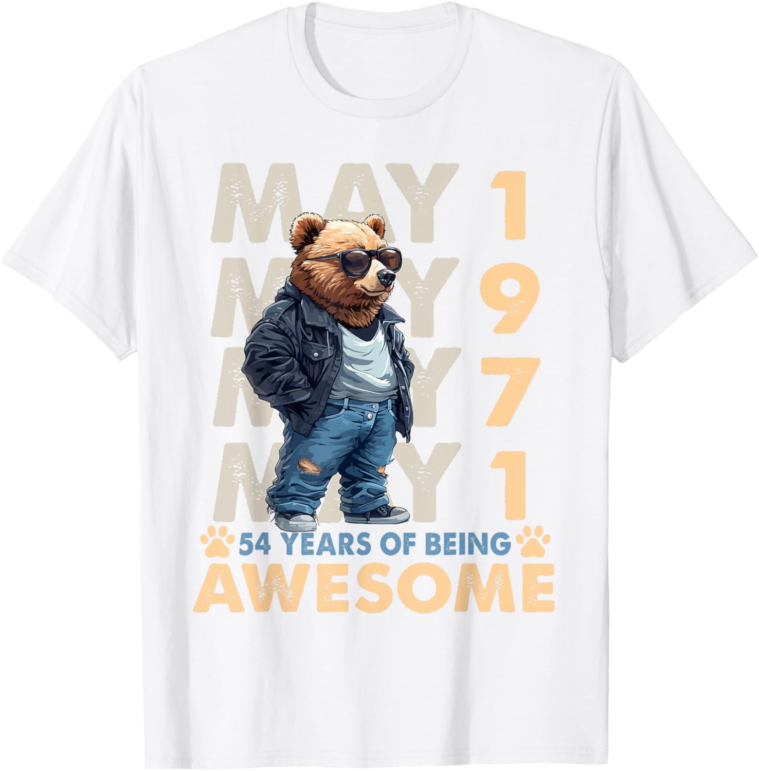 54th Birthday Bear Legends May 1971 T-Shirt for Men - Fun Gift Idea - 13