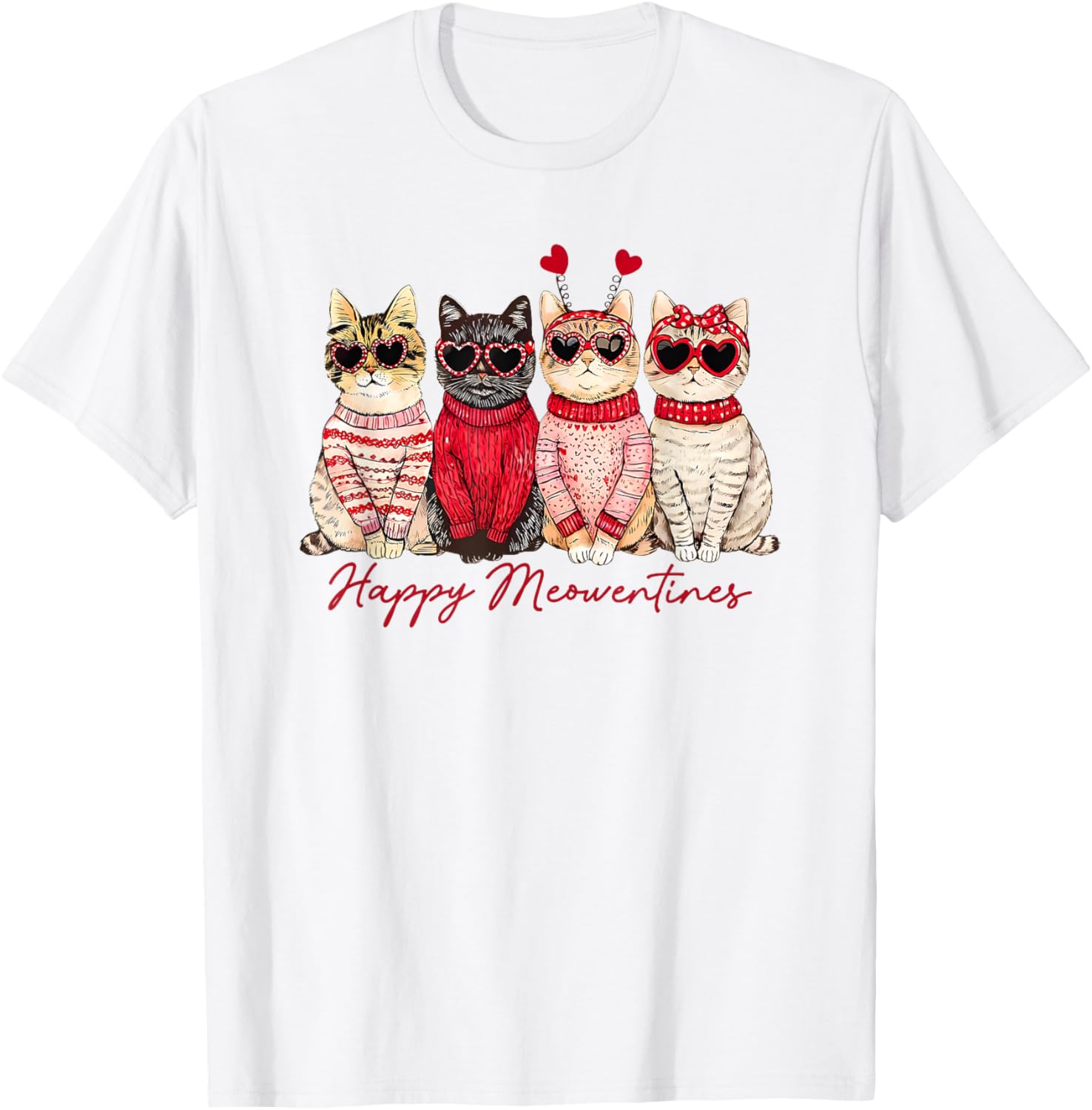 Happy Meowentines Cat T-Shirt for Valentine's Day Love and Fun - 6